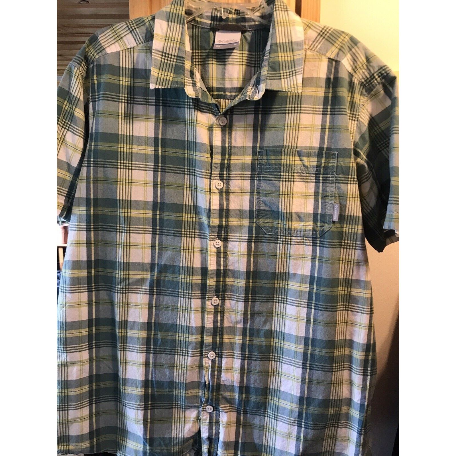 Columbia Columbia Men’s XL Blue Green Plaid SS Button Up Cotton Shirt Size US XL / EU 56 / 4 - 2 Thumbnail