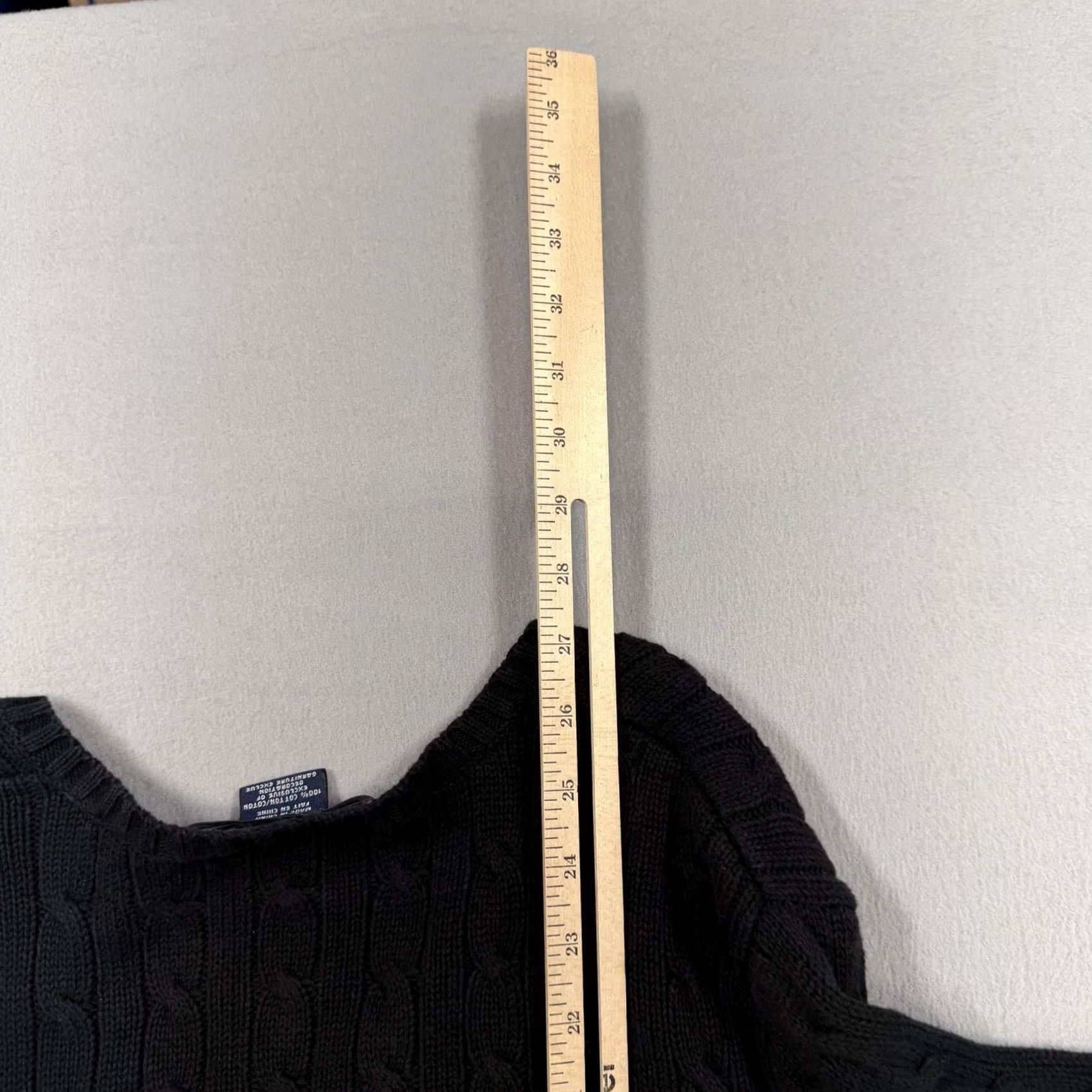 Polo Ralph Lauren Ralph Lauren Sport Sweater Womens XL Black Cable-Knit V-Neck Cotton Pullover Size XL / US 12-14 / IT 48-50 - 6 Thumbnail