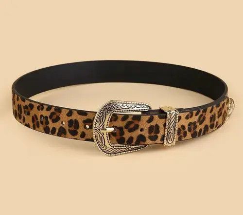 Leather Leopard Color PU Leather Belt Size ONE SIZE - 6 Thumbnail