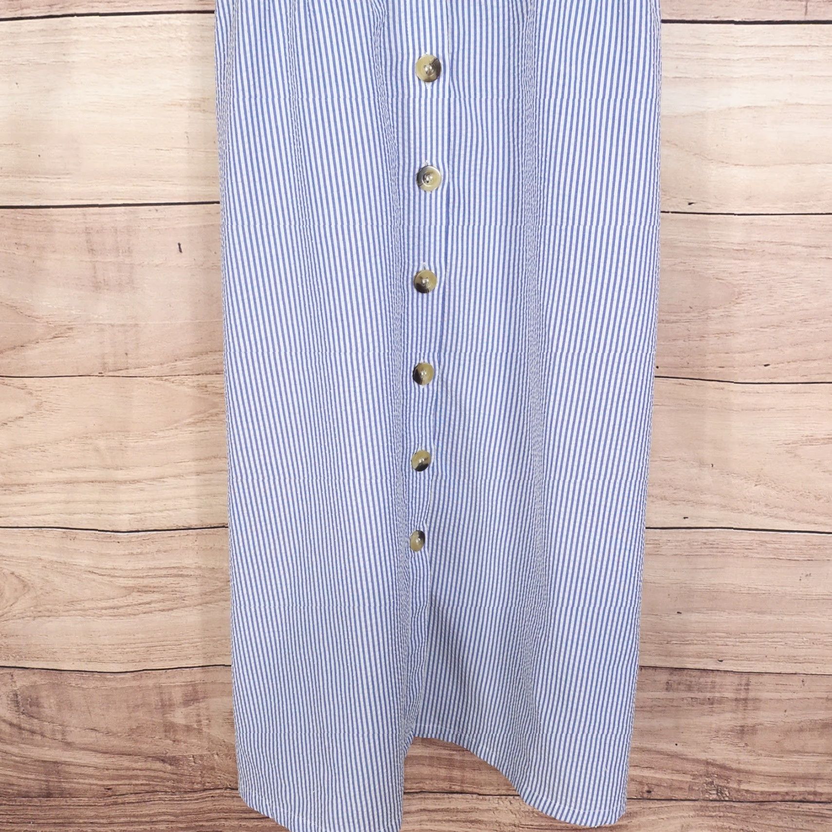 H&M H&M Blue White Striped Seersucker Mini Dress Womens Size 2 Size XS / US 0-2 / IT 36-38 - 3 Thumbnail