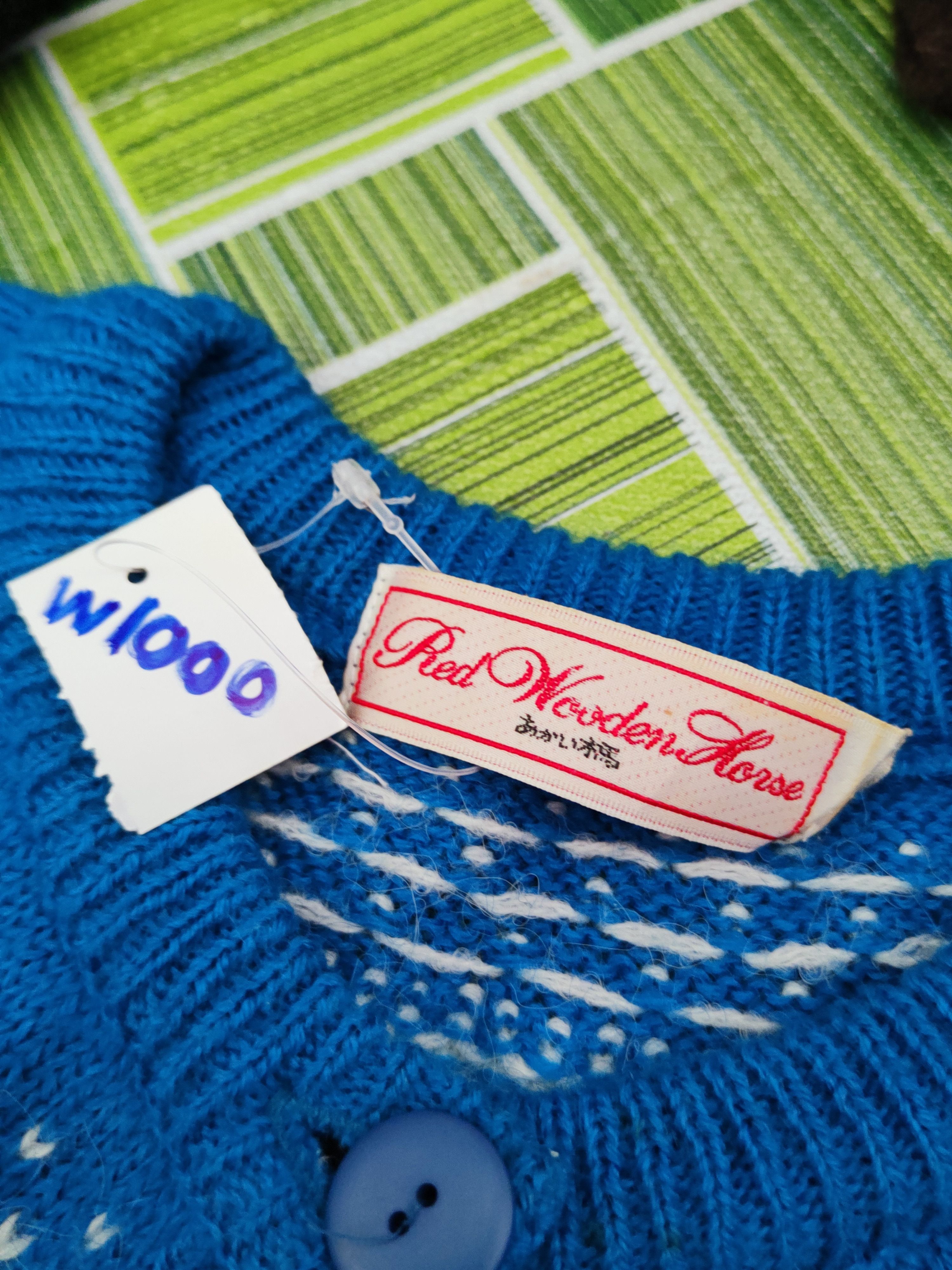 Homespun Knitwear × Japanese Brand Red Wooden Horse Blue Knitwear Cardigan #W1000 Size M / US 6-8 / IT 42-44 - 13 Thumbnail