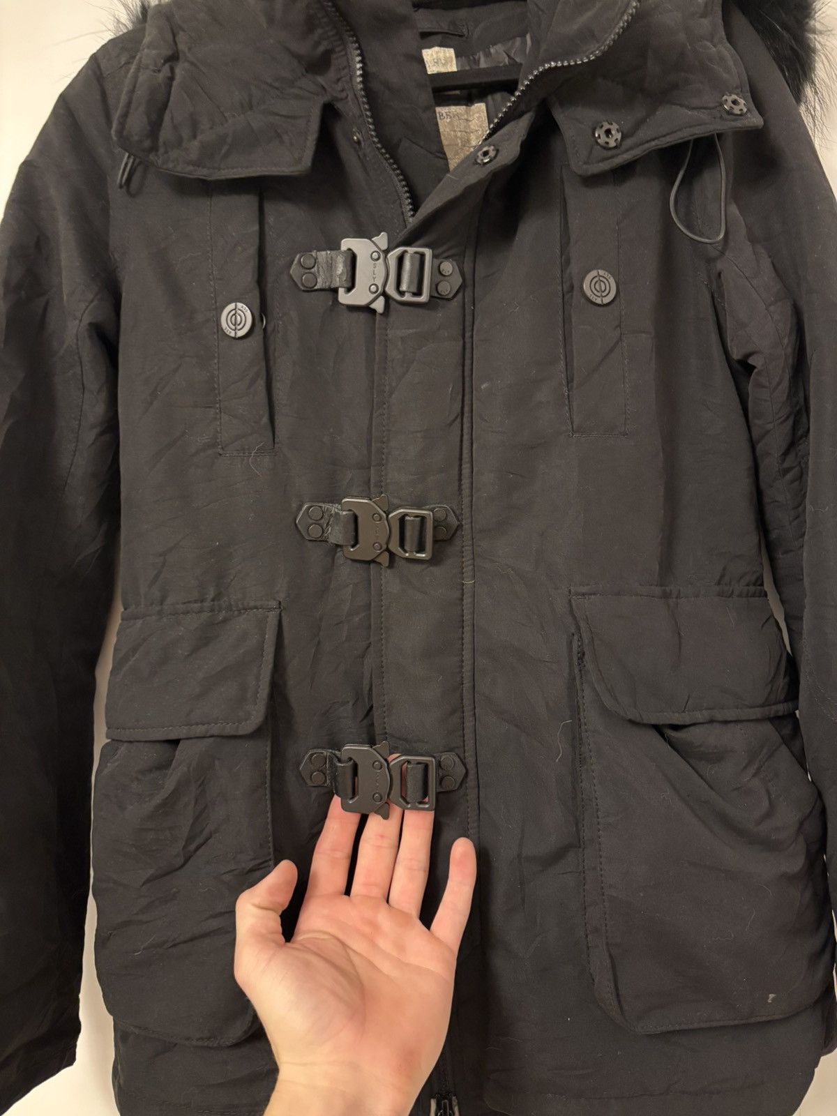 SLY SLY Black Coat with Fur Hood (short) Size US S / EU 44-46 / 1 - 2 Thumbnail
