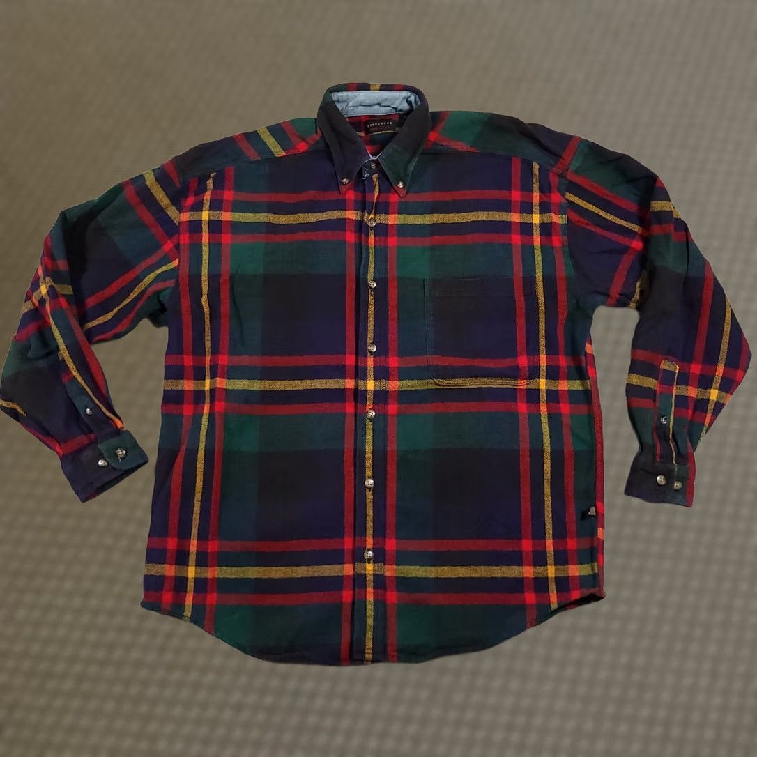 Vintage VINTAGE Structure Shirt Mens Medium Plaid Flannel Button Down 90s Size US M / EU 48-50 / 2 - 1 Thumbnail