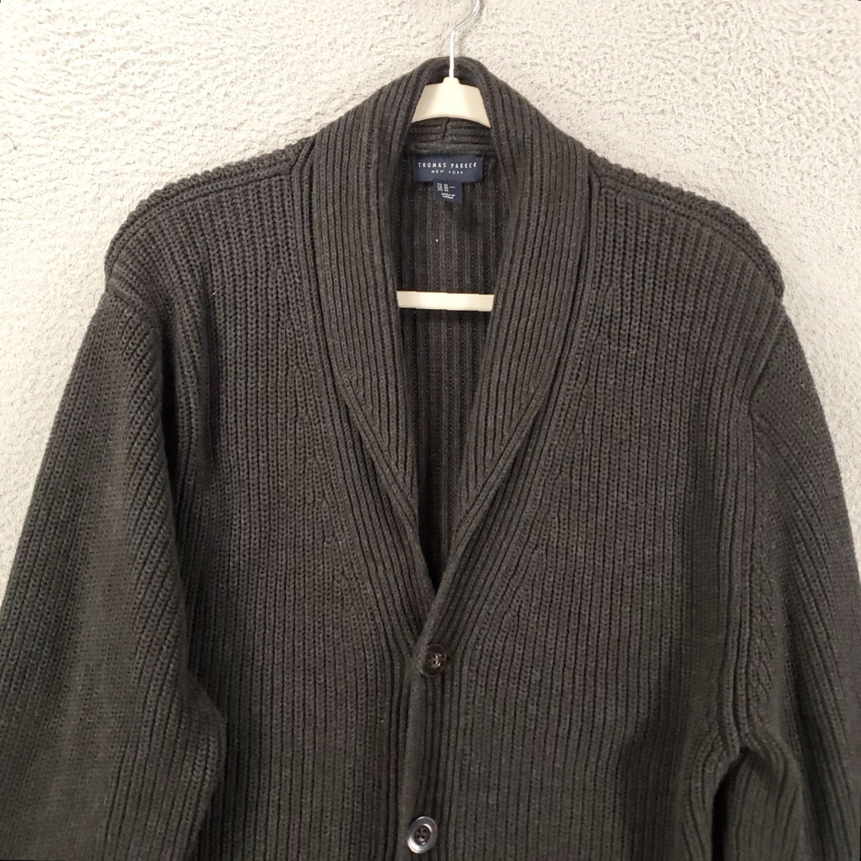 Vintage Thomas Parker Mens Cardigan Sweater XL Gray Button Up Knit Slim Regular Fit Size US XL / EU 56 / 4 - 5 Thumbnail