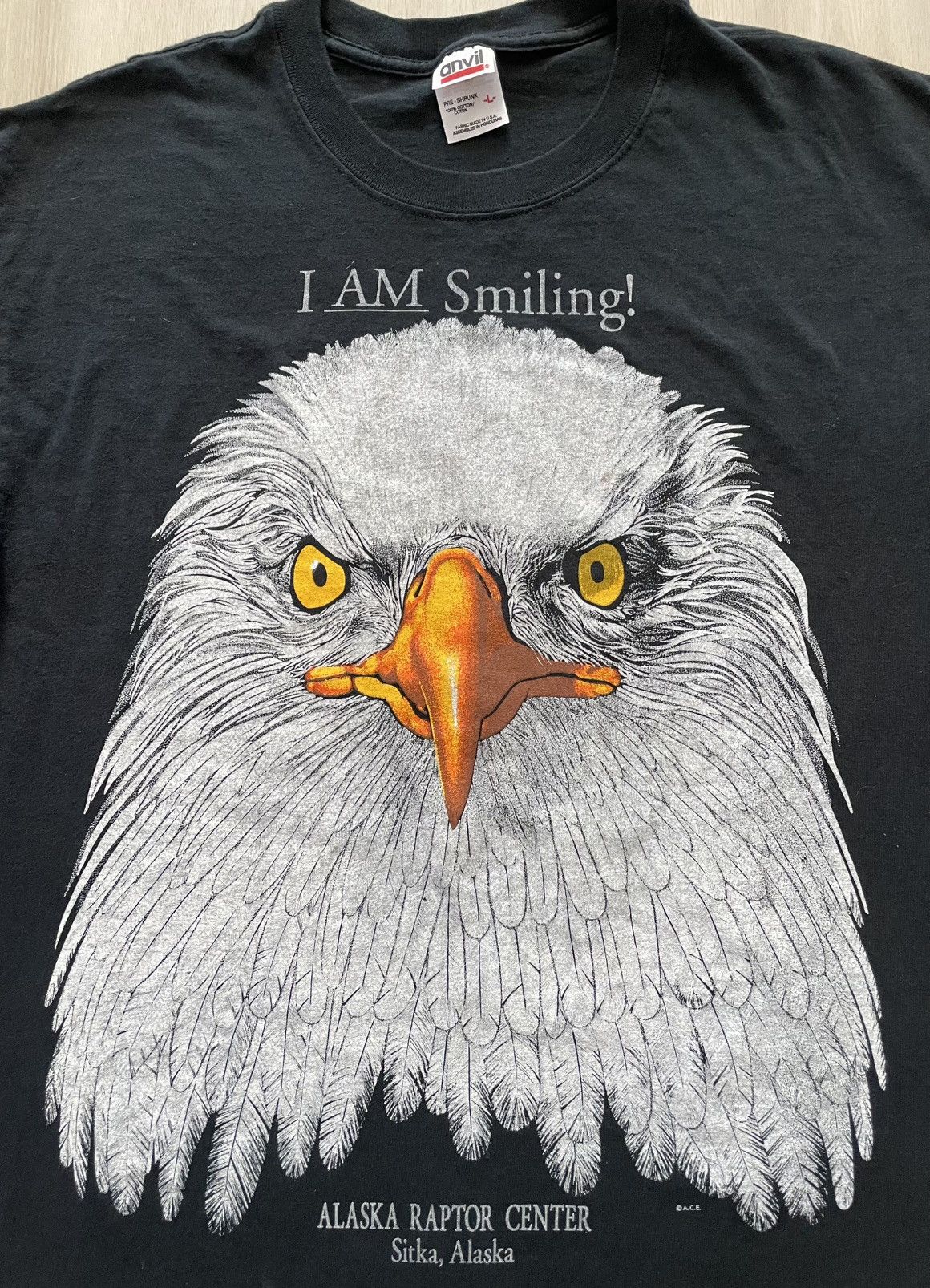 Vintage VTG 90s Big Face Eagle I Am Smiling Alaska Tee Sz L Size US L / EU 52-54 / 3 - 2 Thumbnail