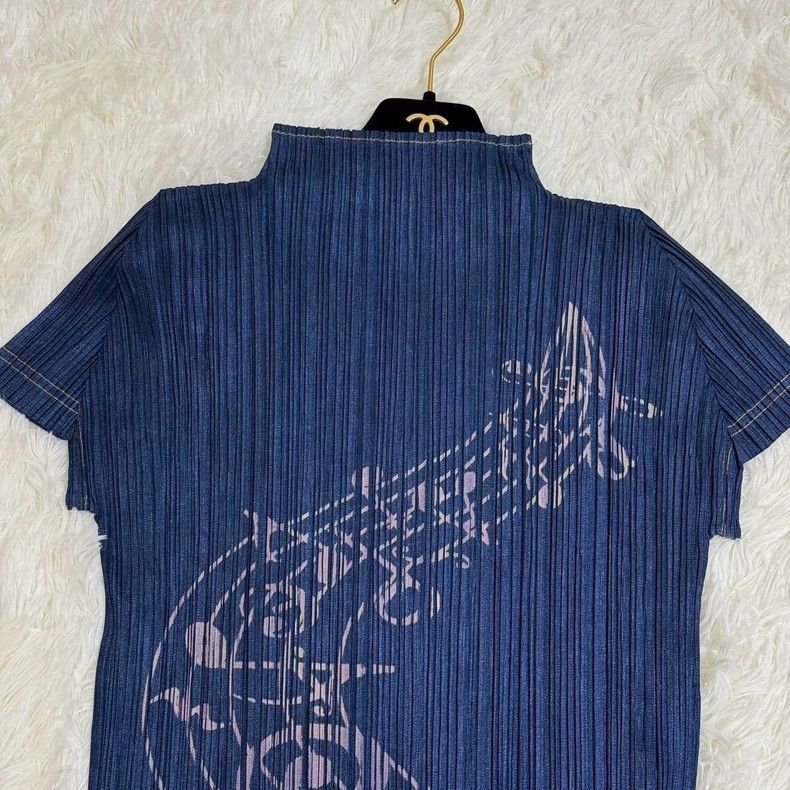 Issey Miyake Issey Miyake size:3 Blue pleated note short-sleeved shirt Size XS / US 0-2 / IT 36-38 - 6 Thumbnail