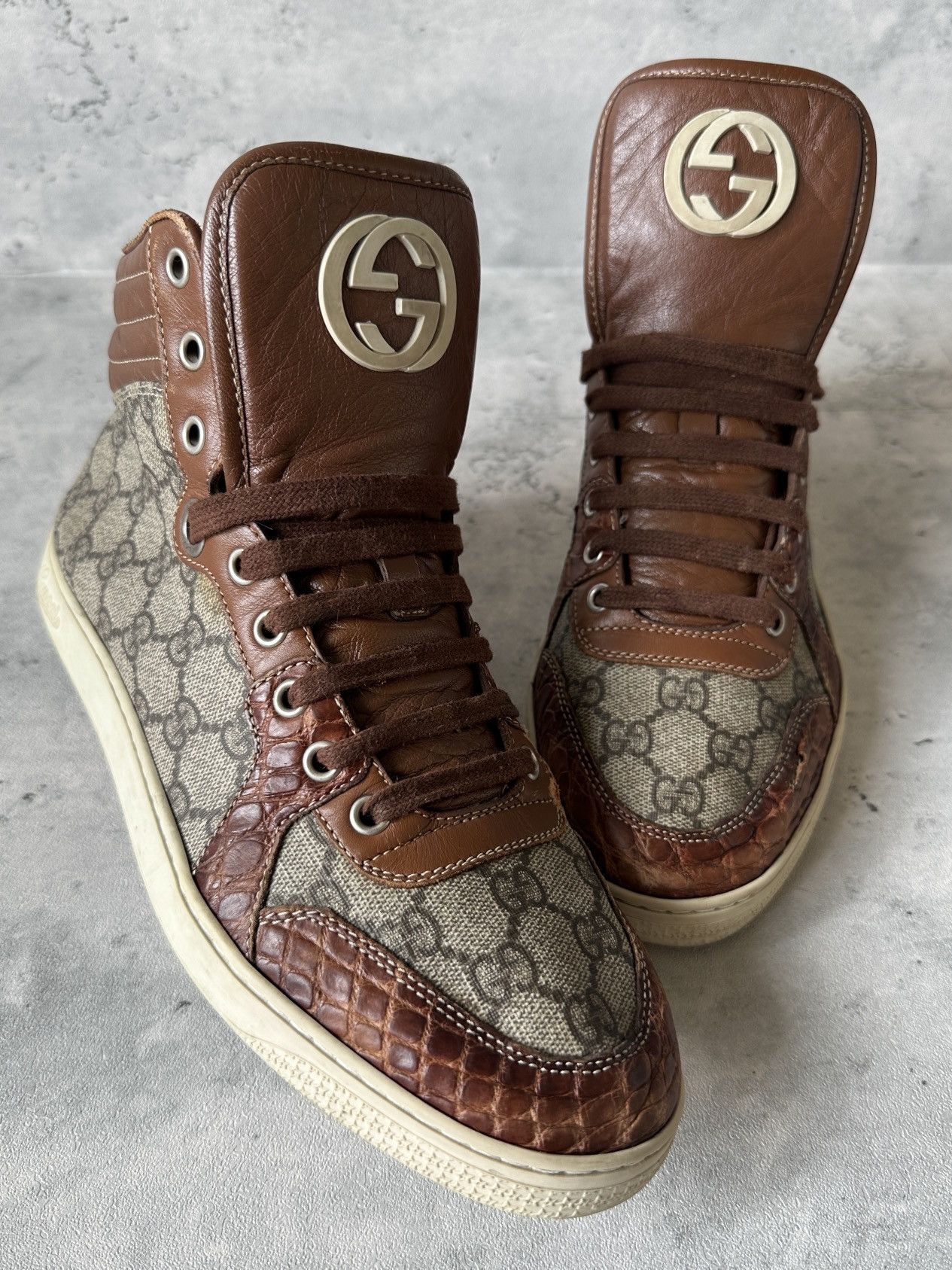 Gucci CROC LEATHER IMPRIME HIGH TOP Size US 7.5 / EU 40-41 - 4 Thumbnail
