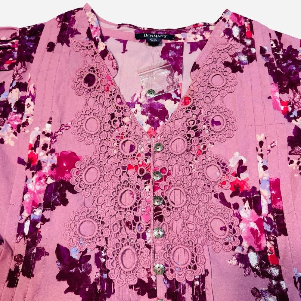 Other New Roaman's Juliet Lace Trim Shirt Size 22W Size 3XL / US 20-22 - 5 Thumbnail