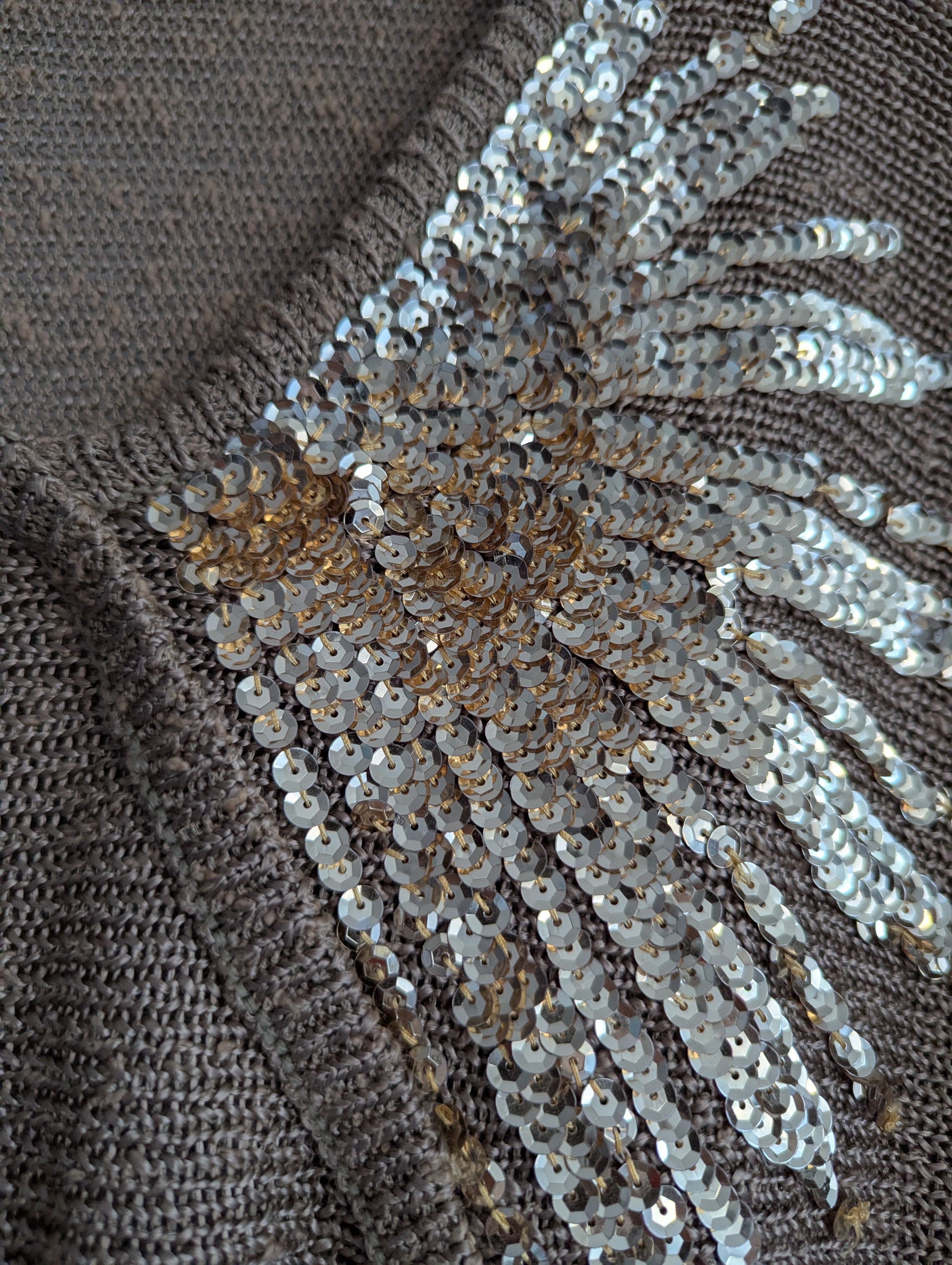 Embellished Knit Sweater Sequins Angora Golden