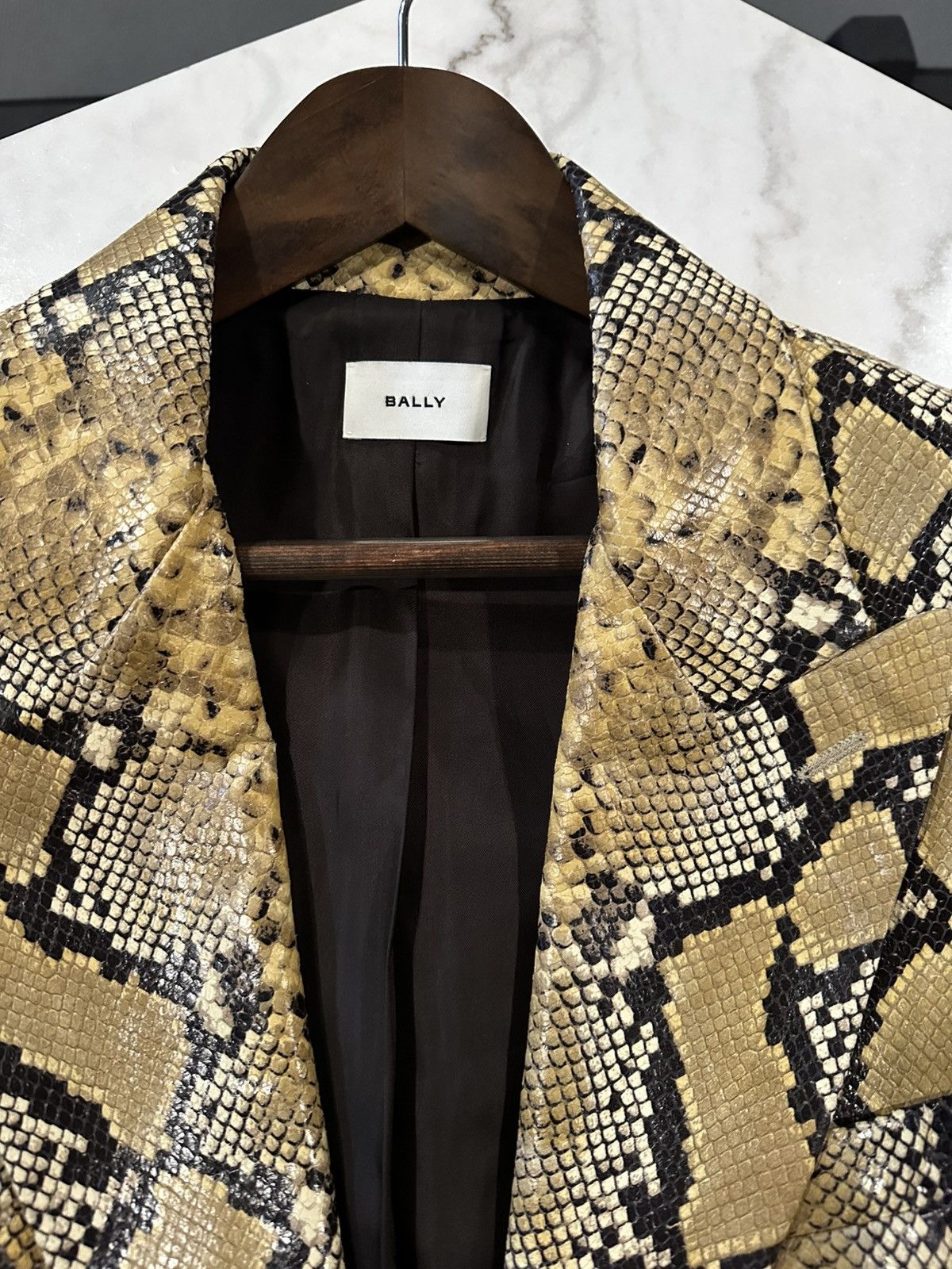 Bally Bally “Rhuigi” Runway Leather Snake Print Blazer SS23 Size 54R - 2 Thumbnail