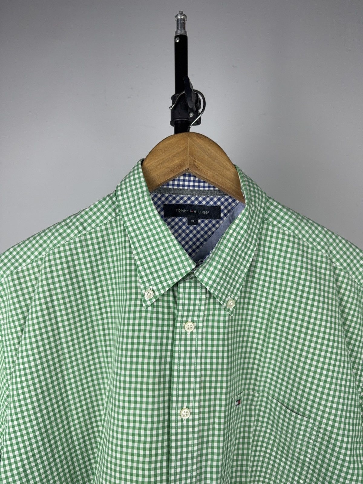 Tommy Hilfiger Vintage Tommy Hilfiger Green Gingham Short Sleeve Shirt XL Size US XL / EU 56 / 4 - 2 Thumbnail