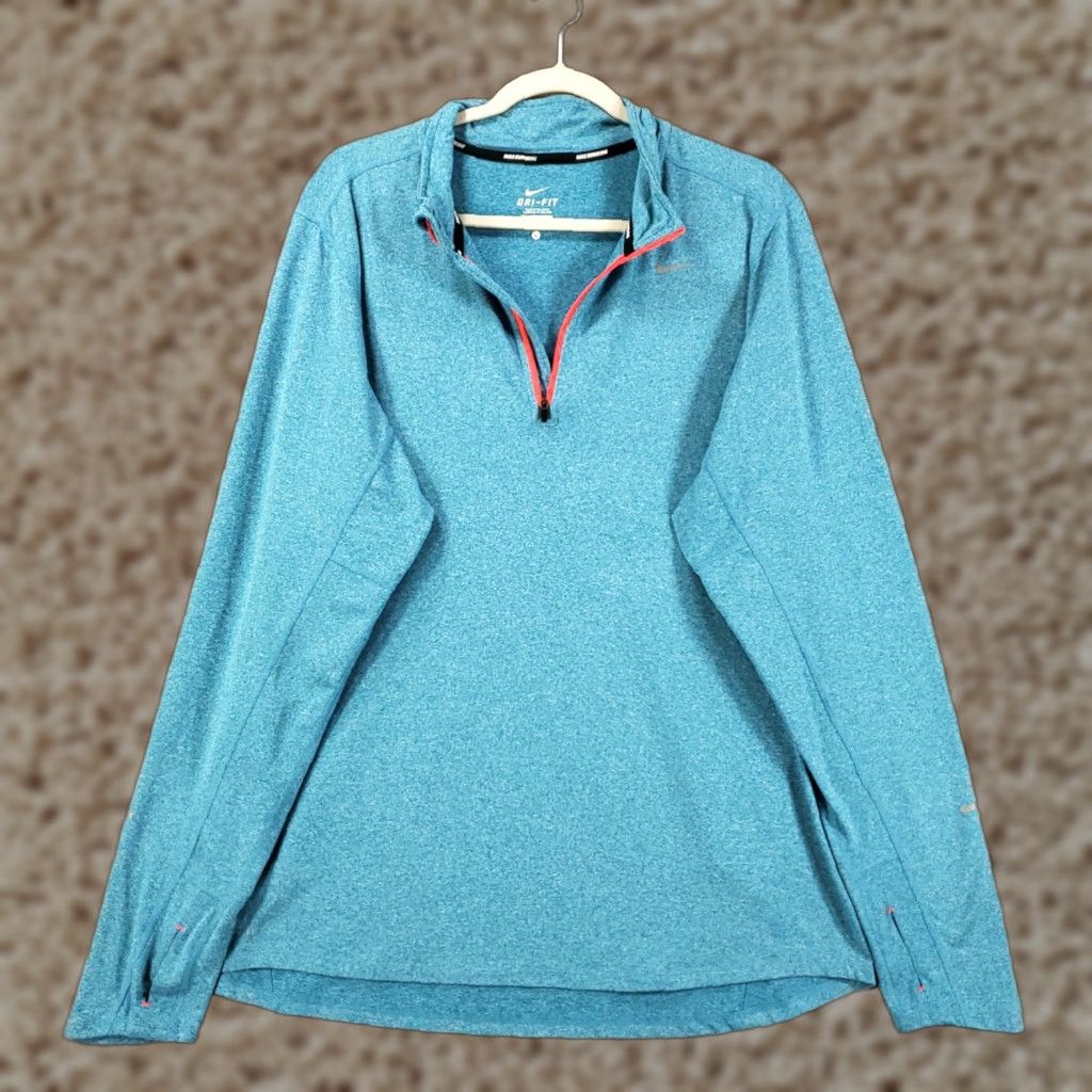 Nike Nike Dri-FIT Pullover Mens L Blue 1/4 Zip Reflective Jogging Running Jacket Size US L / EU 52-54 / 3 - 1 Thumbnail