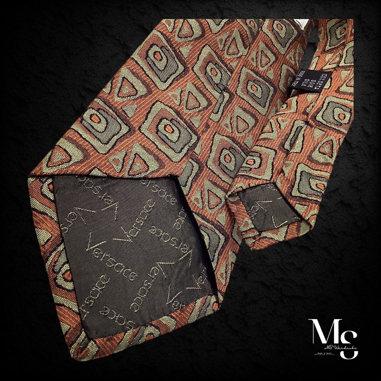Versace GIANNI VERSACE Vintage Brown Art Print Silk Tie Made In Ital Size ONE SIZE - 4 Thumbnail