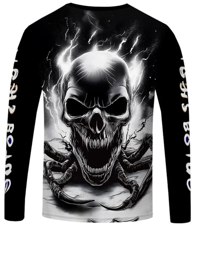 Other Medium Gothic Men's Skull Print Grunge Long Sleeve T-Shirt Size US M / EU 48-50 / 2 - 3 Thumbnail