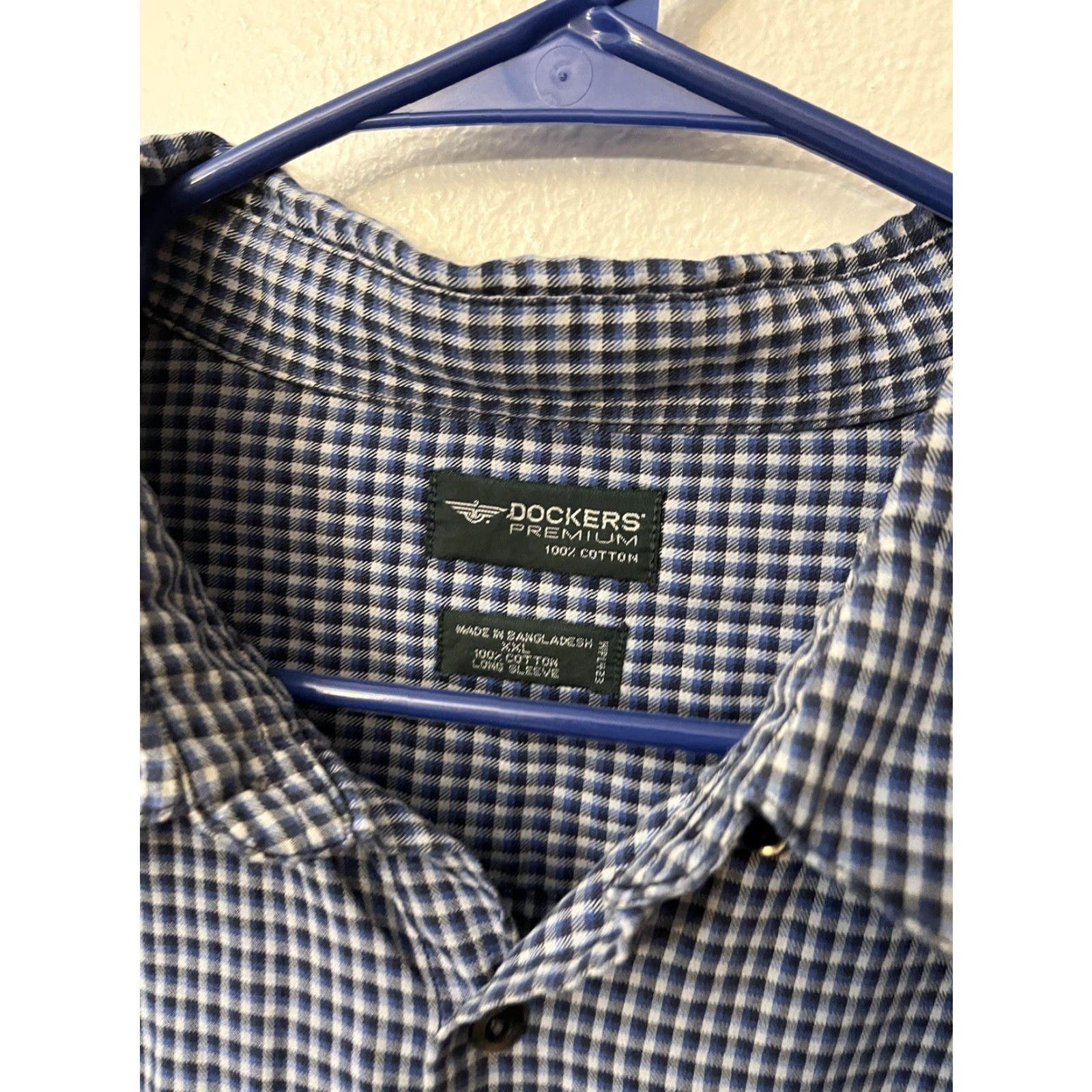 Dockers Vtg Dockers Shirt Mens Long Sleeve Plaid Blue 2XL Cotton Size US XXL / EU 58 / 5 - 2 Thumbnail