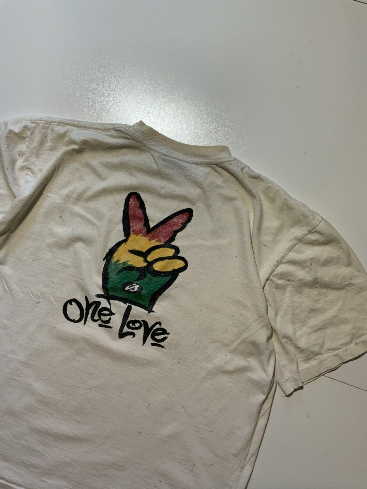 Vintage Vintage 90s Irie Blue Barbados One Love Peace Rasta T-Shirt Size US XL / EU 56 / 4 - 5 Thumbnail