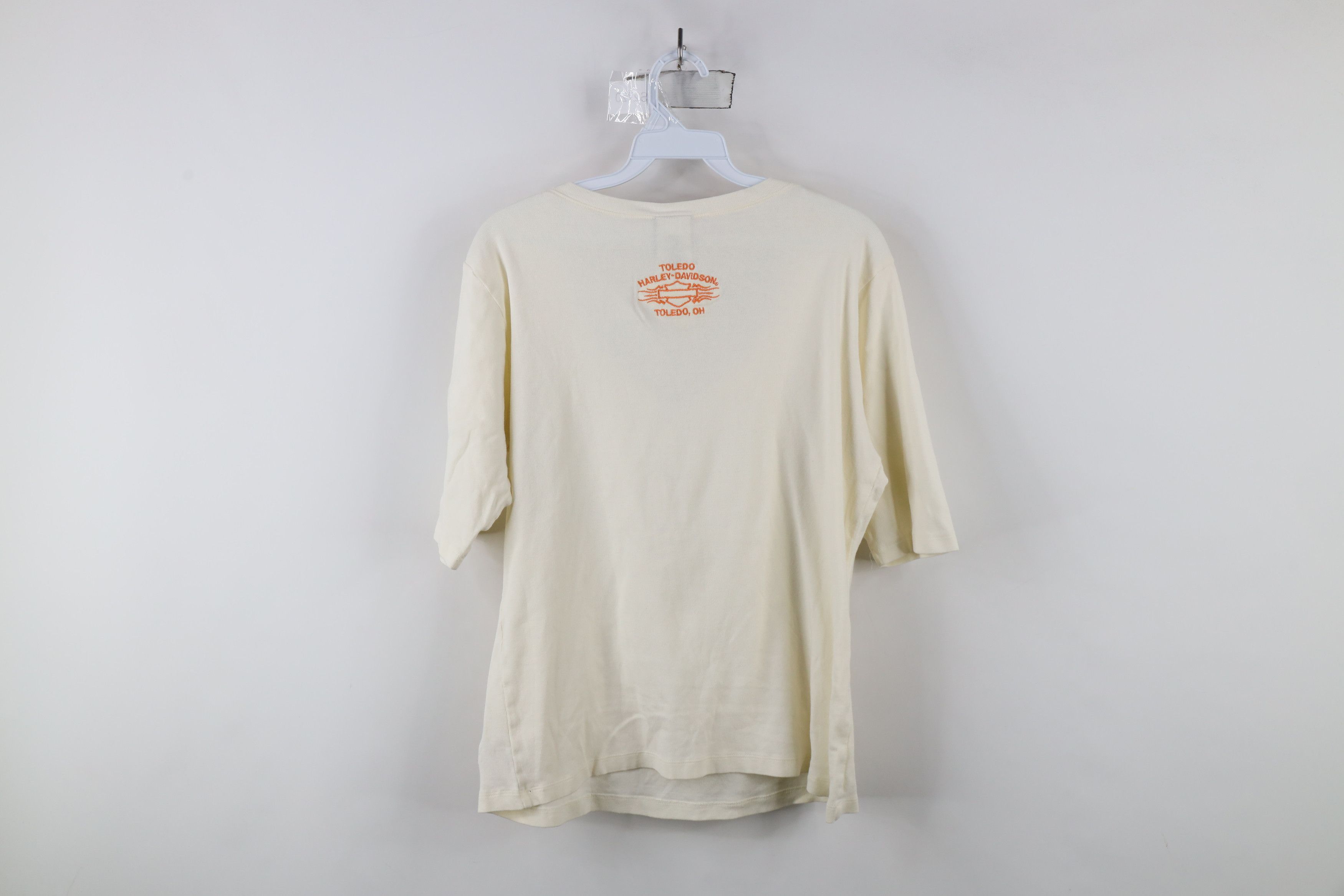 Harley Davidson × Vintage Vintage Y2K Harley Davidson Ribbed Knit Henley T-Shirt Cream Size XXL / US 16-18 / IT 52-54 - 12 Thumbnail