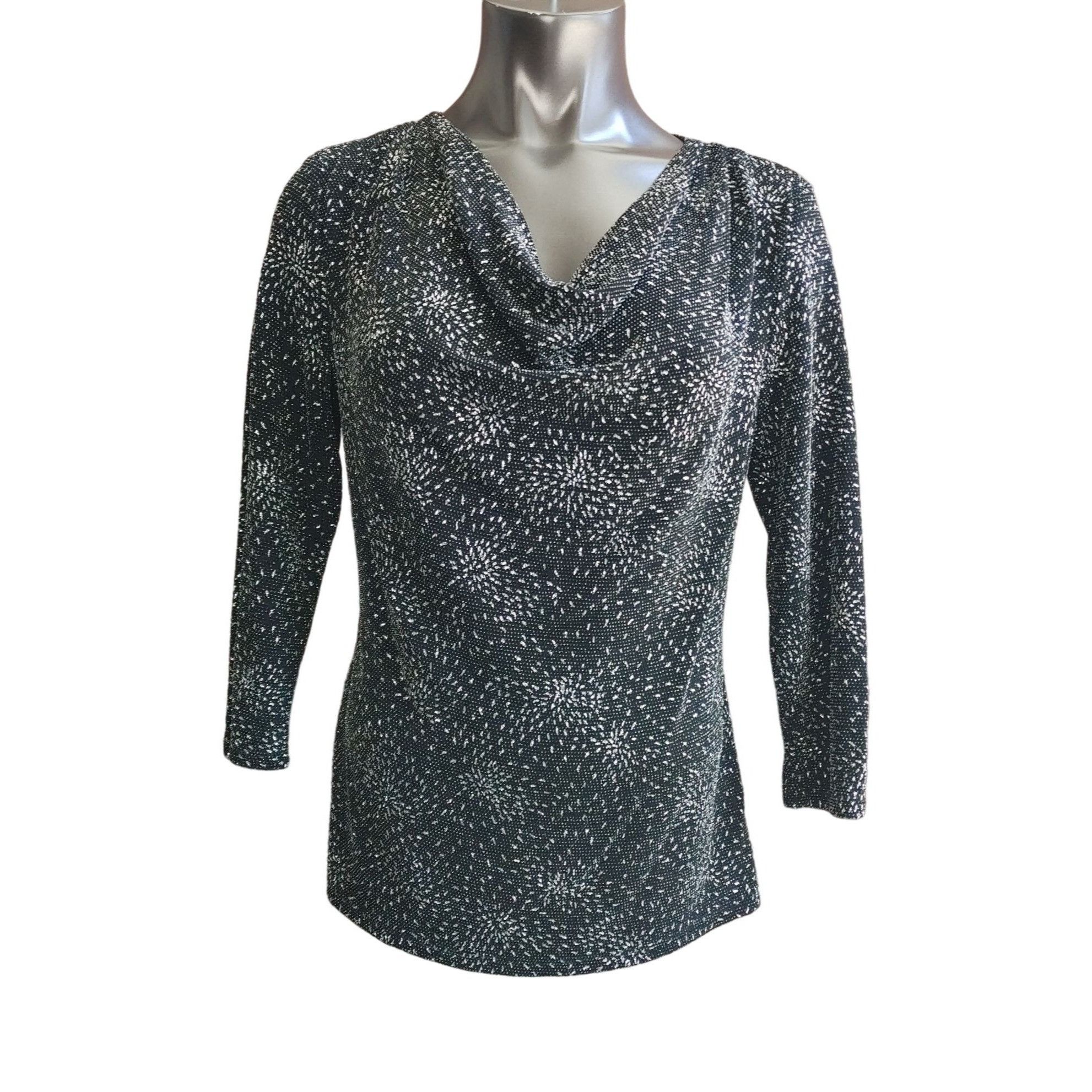 Other S Levine Womens M Elegant Long Sleeve Cowl Neck Black Sparkl Size M / US 6-8 / IT 42-44 - 1 Thumbnail