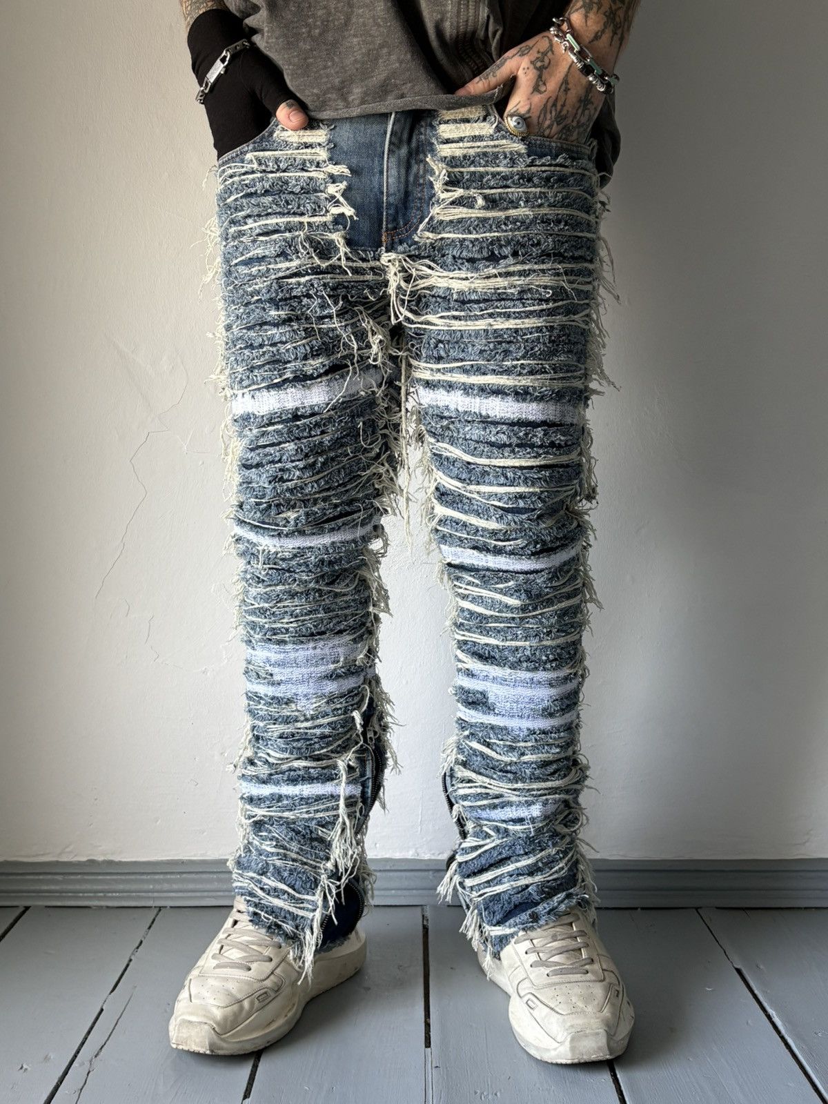 1017 ALYX 9SM × Blackmeans Distressed Shredded Blackmeans x Alyx Pants Size US 34 / EU 50 - 2 Thumbnail