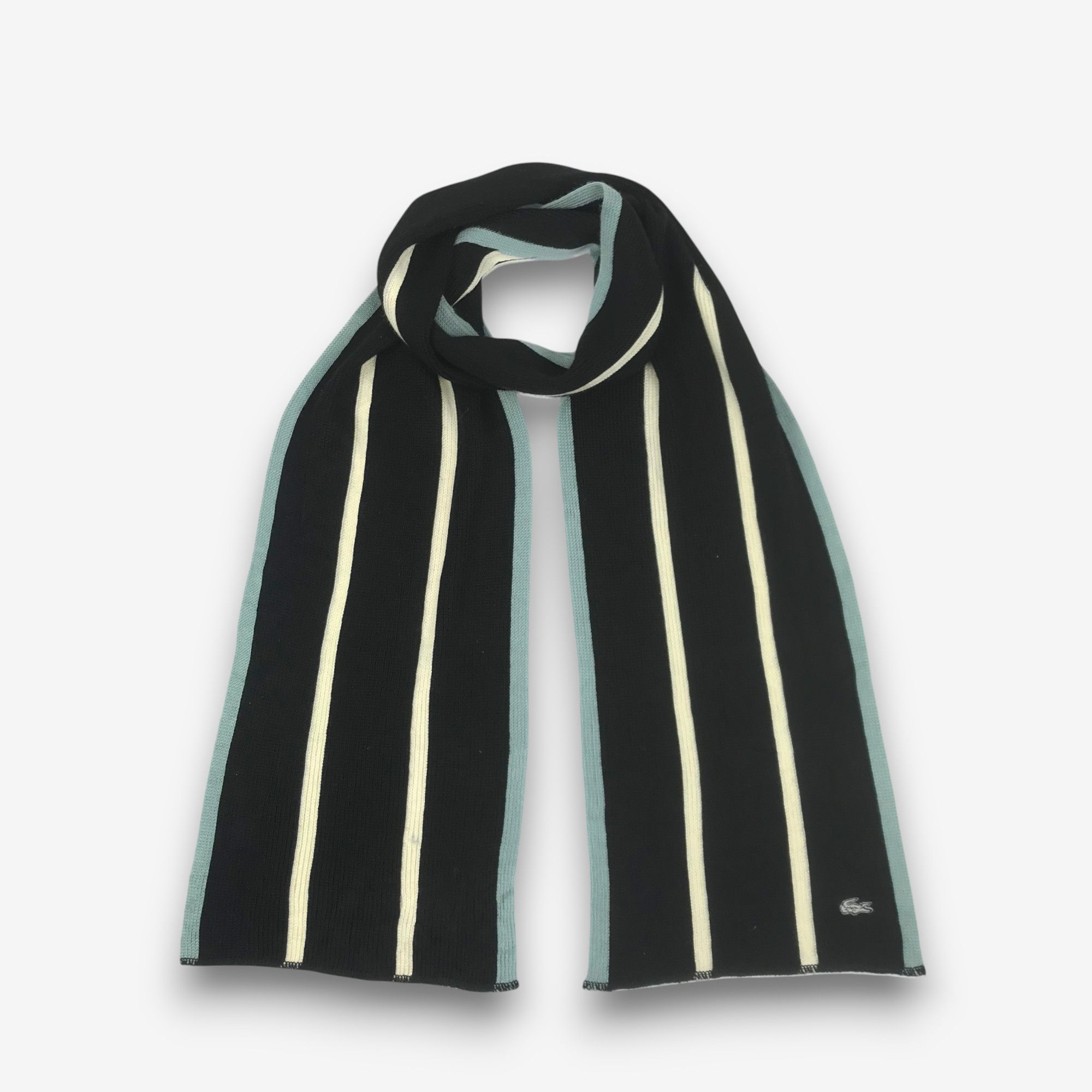 Lacoste Vintage Lacoste Scarf Striped Knit Muffler Wool Scarves Size ONE SIZE - 1 Thumbnail