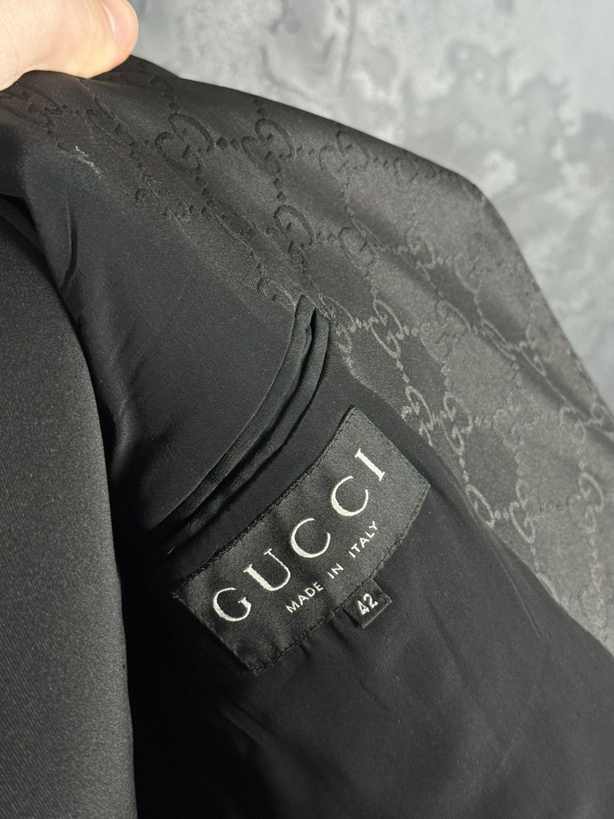 Gucci Archive Gucci xTom Ford 1998 Silk GG Monogram Blazer Vintage Size M / US 6-8 / IT 42-44 - 18 Thumbnail