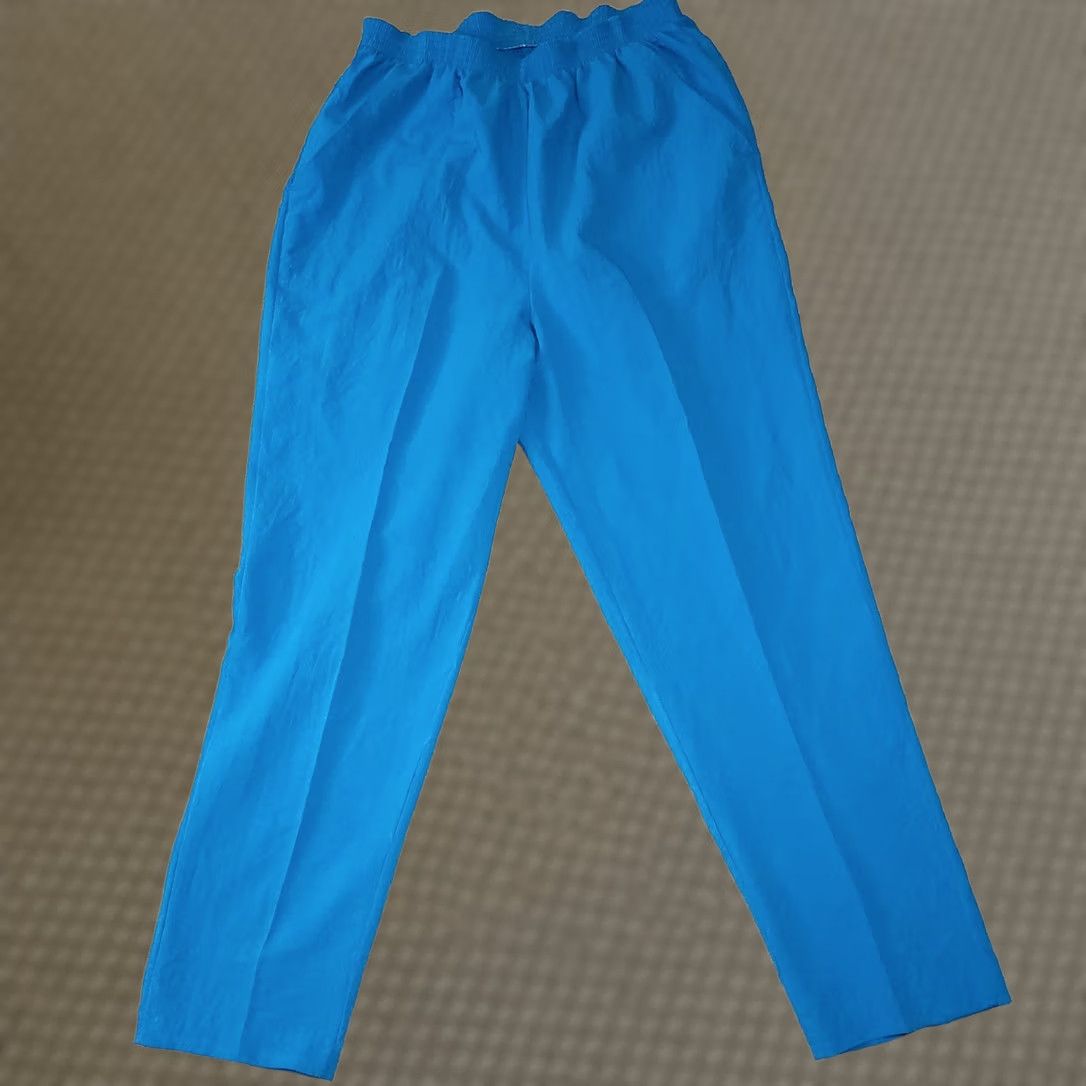 Vintage Vtg 80s Petiva Track Pants Women's Medium Blue Pull On Elastic Waist Pockets USA Size 32" / US 10 / IT 46 - 1 Thumbnail