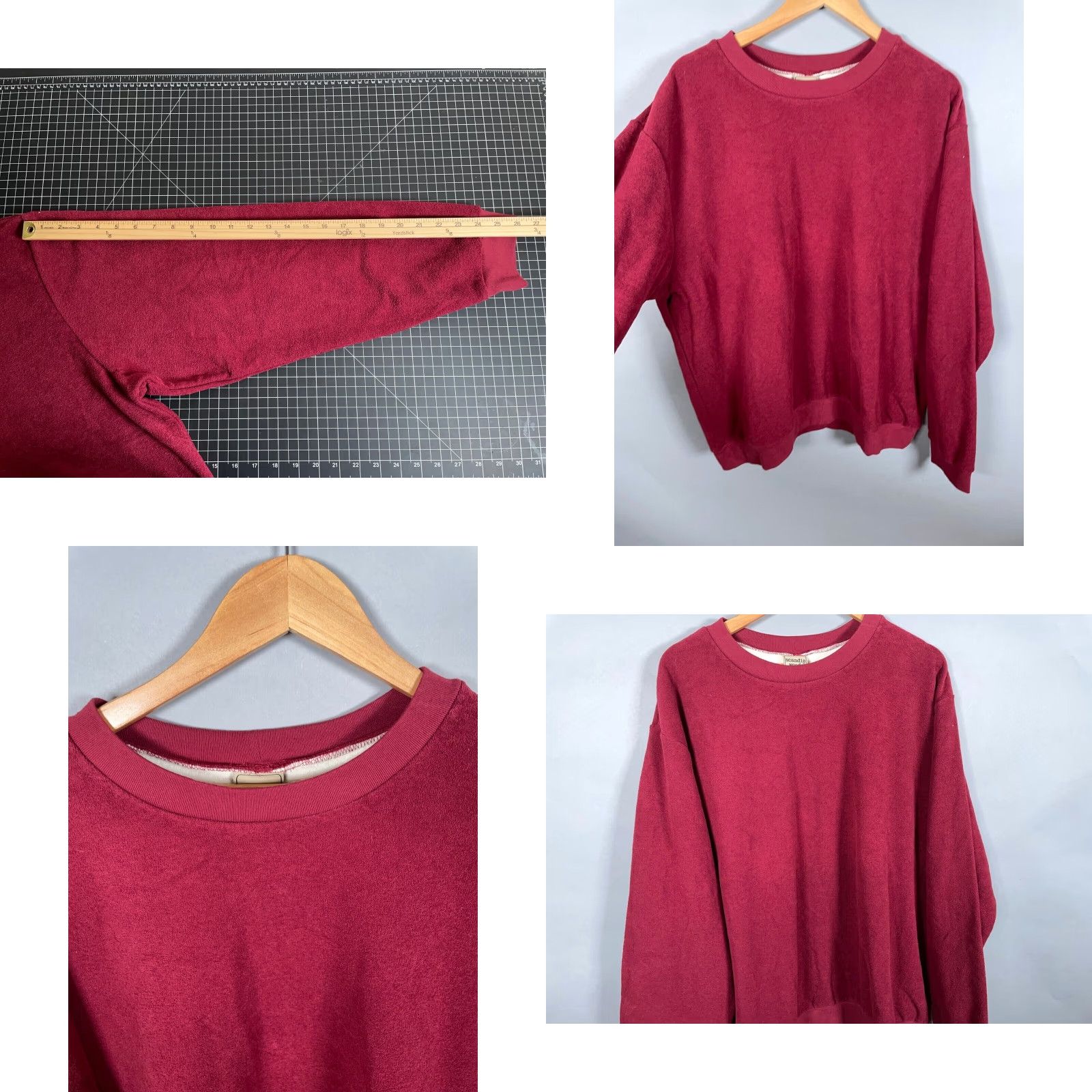 Vintage VTG Scandia Woods Sweatshirt Crewneck Adult 2XL Dark Red Terry Cloth Solid Retro 90s Mens Size US XXL / EU 58 / 5 - 8 Thumbnail