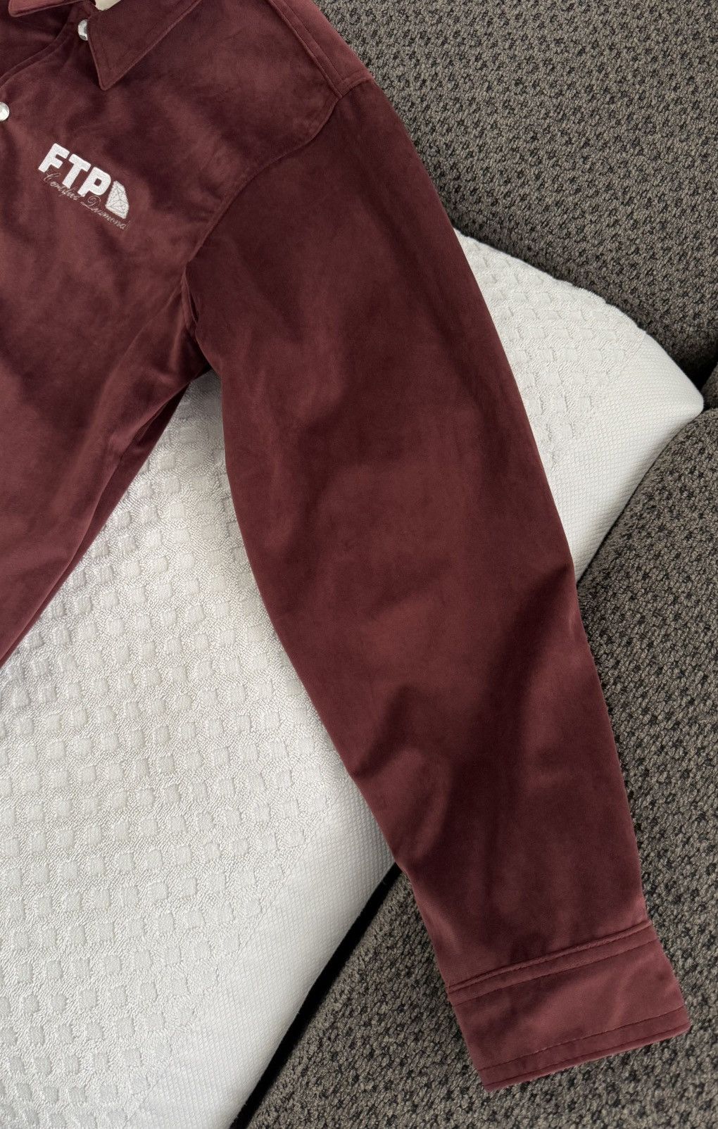 Fuck The Population FTP Diamond Dealer Coaches Jacket Maroon Small Velour SS24 Size US S / EU 44-46 / 1 - 4 Thumbnail