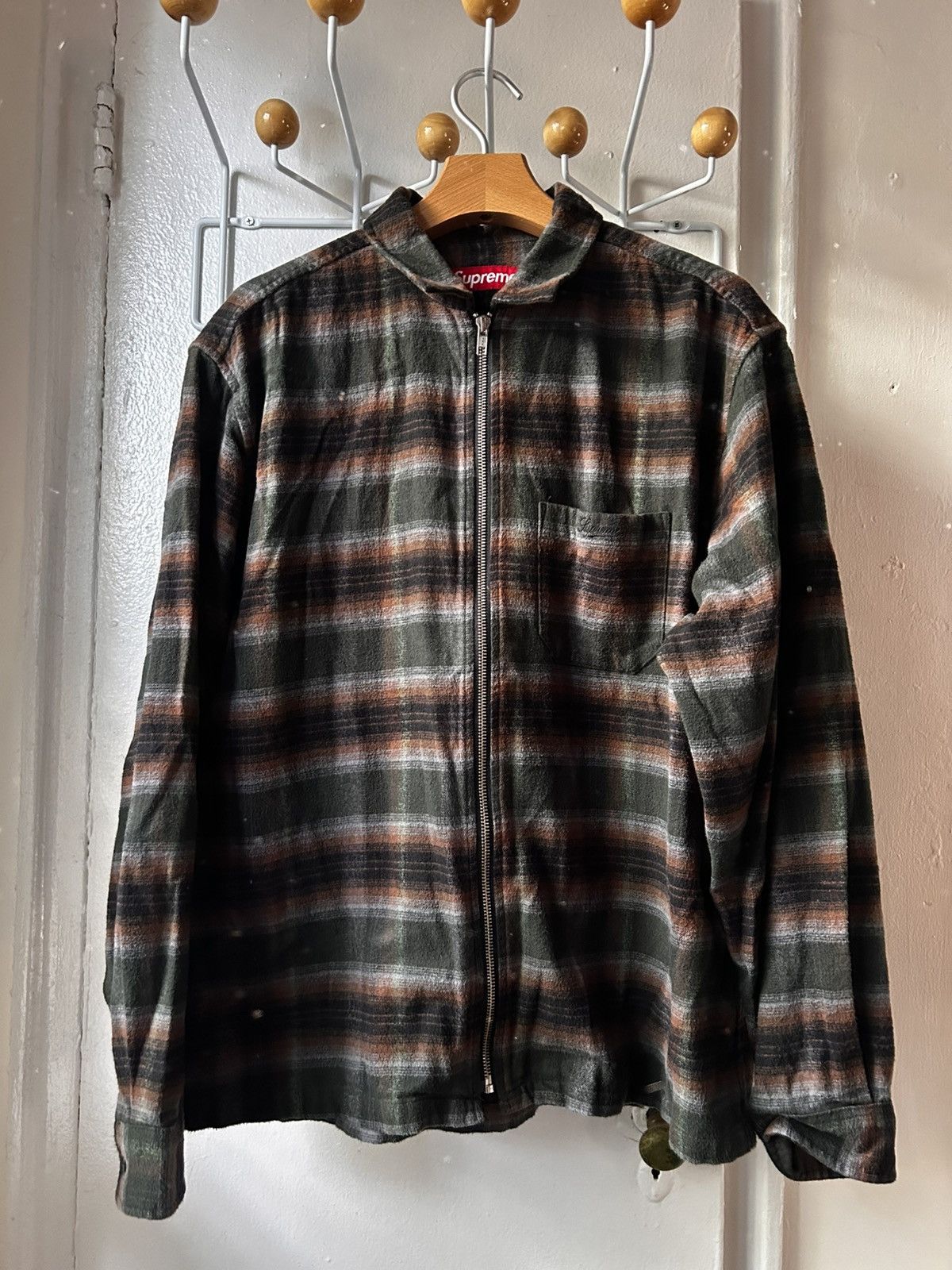トップス Studded Shadow Plaid Zip Up Shirt Black Supreme Studded Shadow Plaid Zip Up Shirt (FW25) - $158
