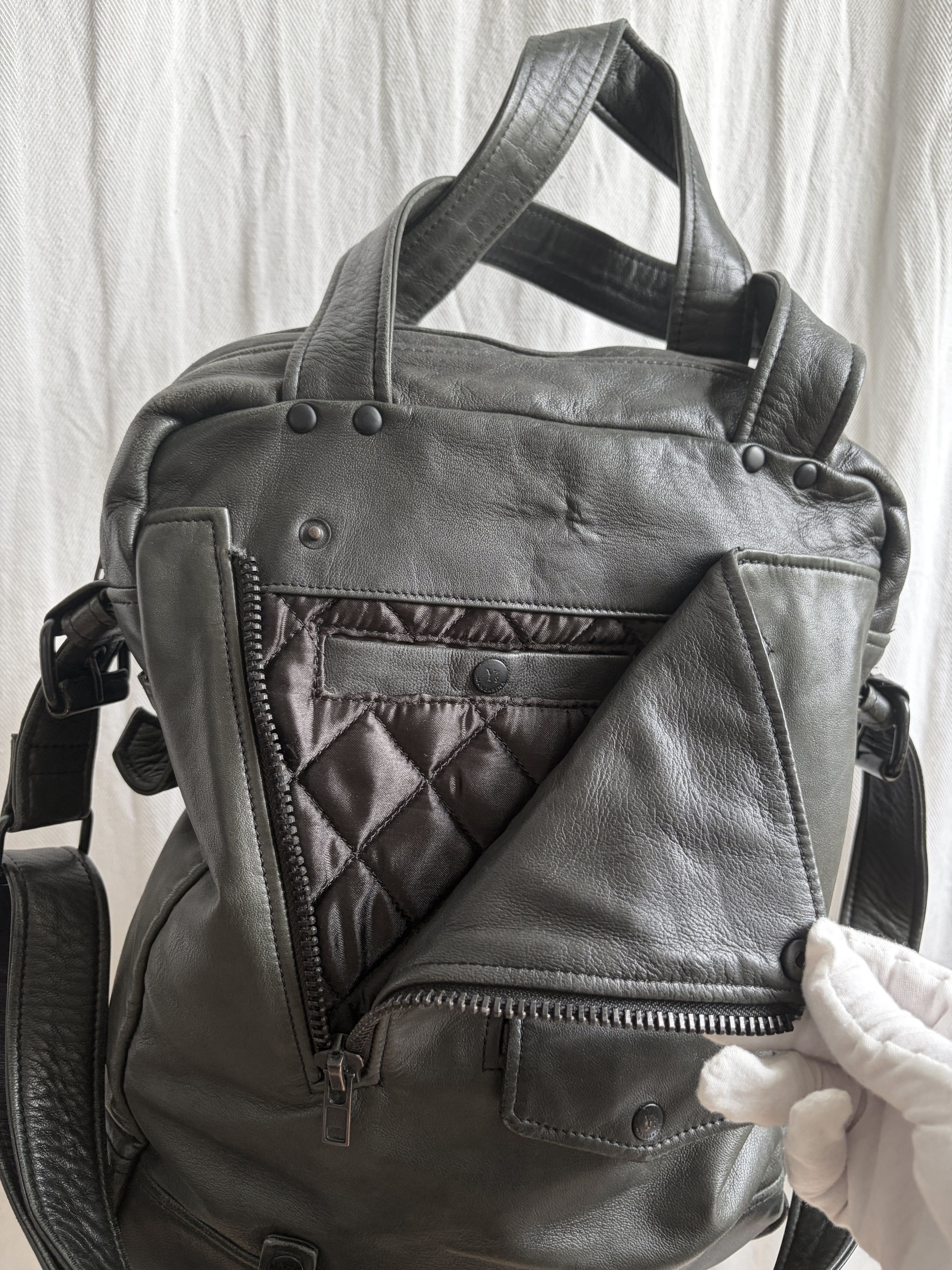 Yohji Yamamoto Y’s x Mandarina Duck AW07 Olive Leather Shoulder Bag Size ONE SIZE - 6 Thumbnail
