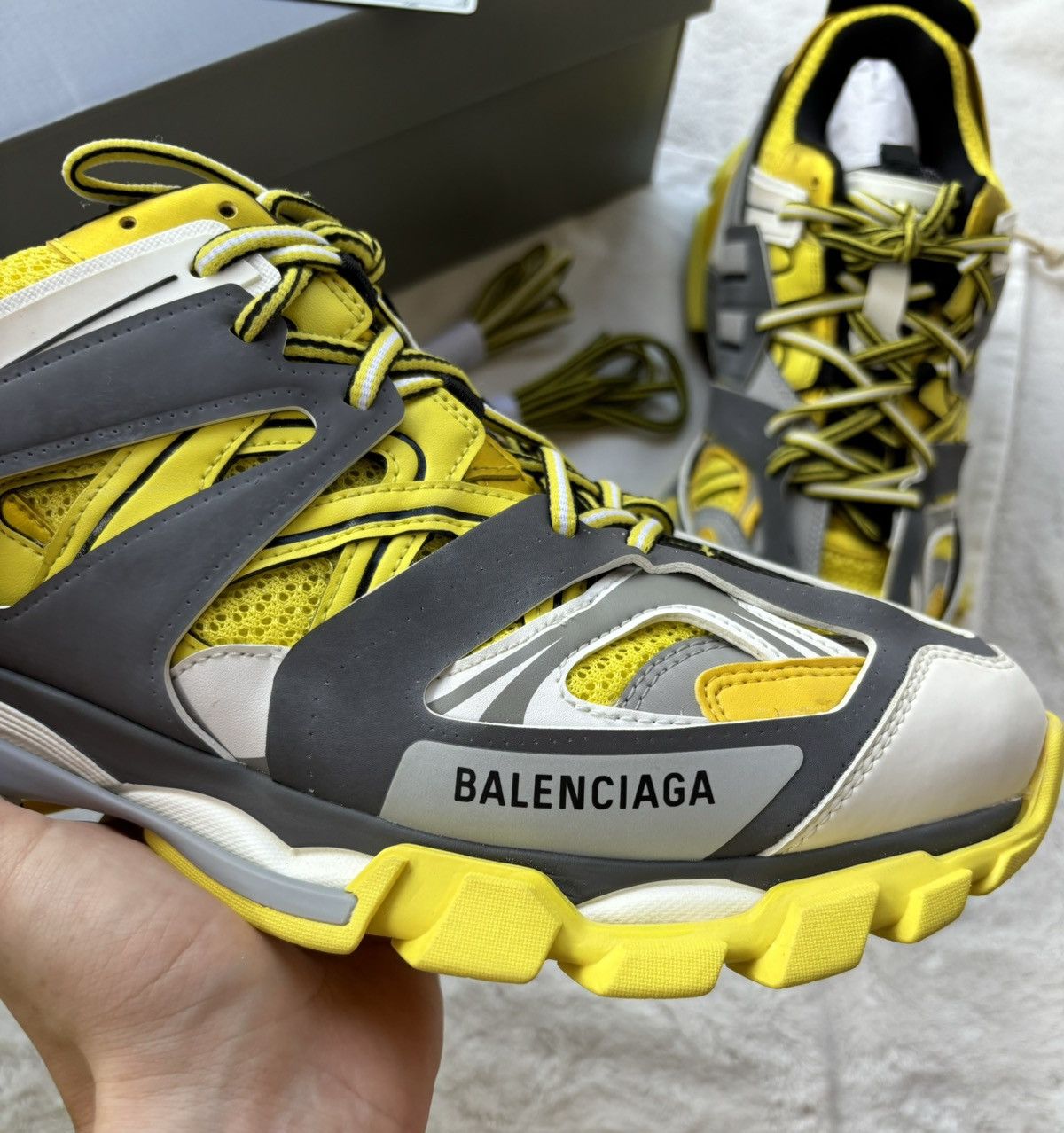 Balenciaga Balenciaga Yellow/GreyWhite Track Sneakers Size US 11 / EU 44 - 2 Thumbnail