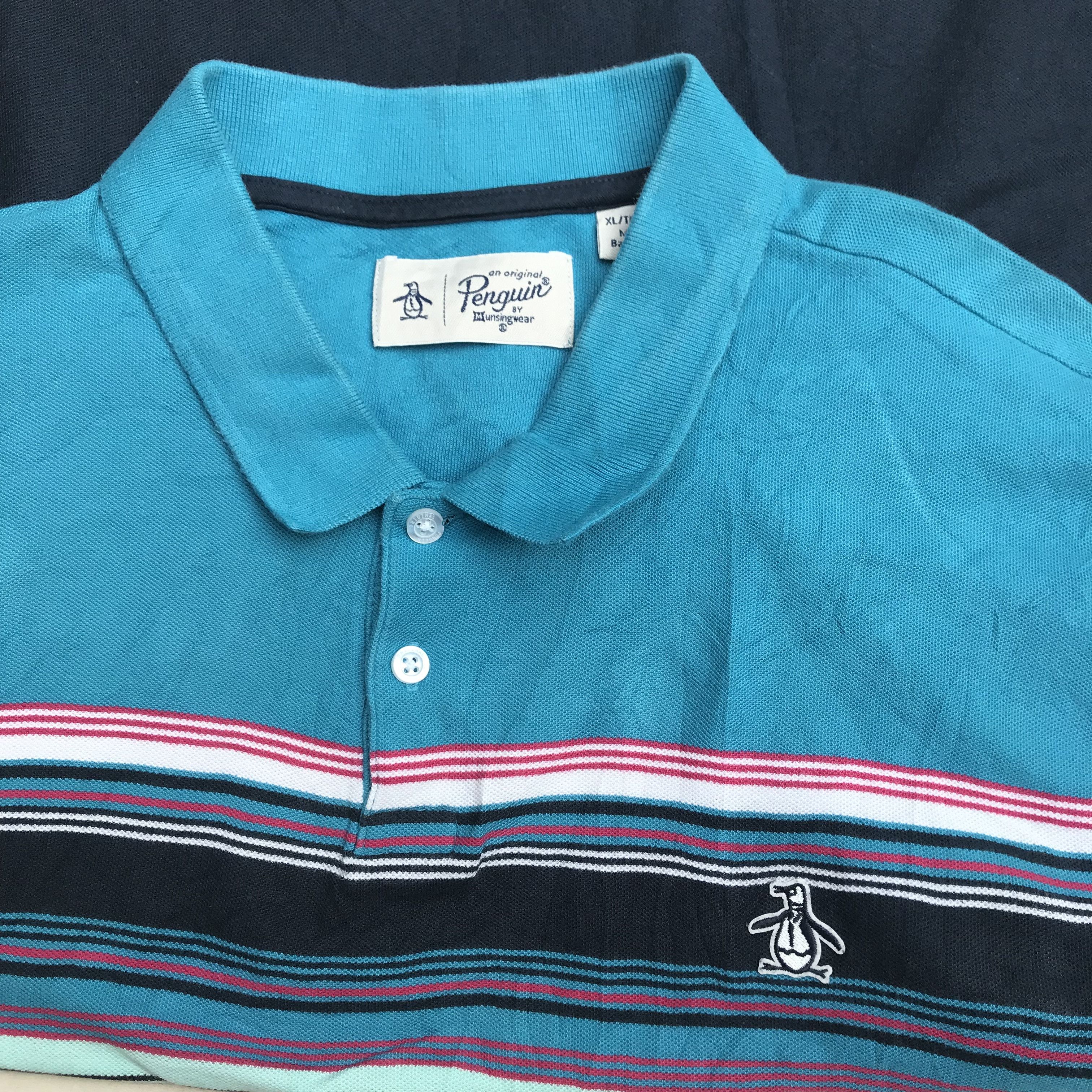 Grand Slam × Original Penguin × Vintage Blue Grandslam Munsingwear Penguin Half Stripes Polo Shirt Size US XL / EU 56 / 4 - 10 Thumbnail