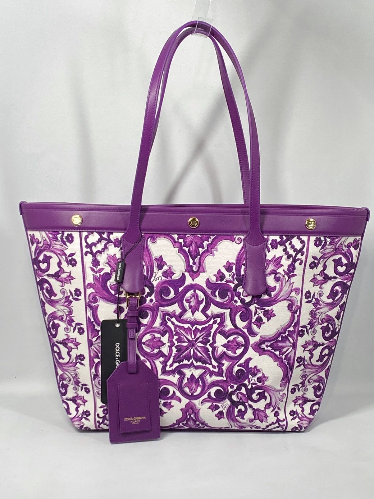 Dolce & Gabbana Dolce&Gabbana Majolica-Print Canvas Shopping Tote Bag Size ONE SIZE - 7 Thumbnail