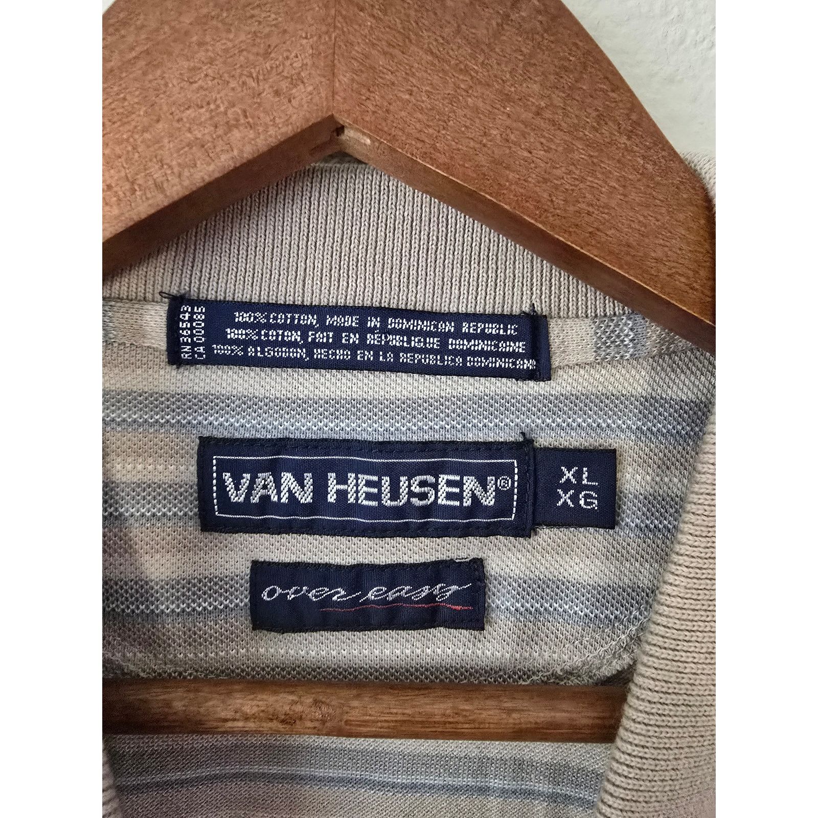 Van Heusen Vintage Van Heusen Polo Striped Beige XL Over Easy Shirt Size US XL / EU 56 / 4 - 2 Thumbnail