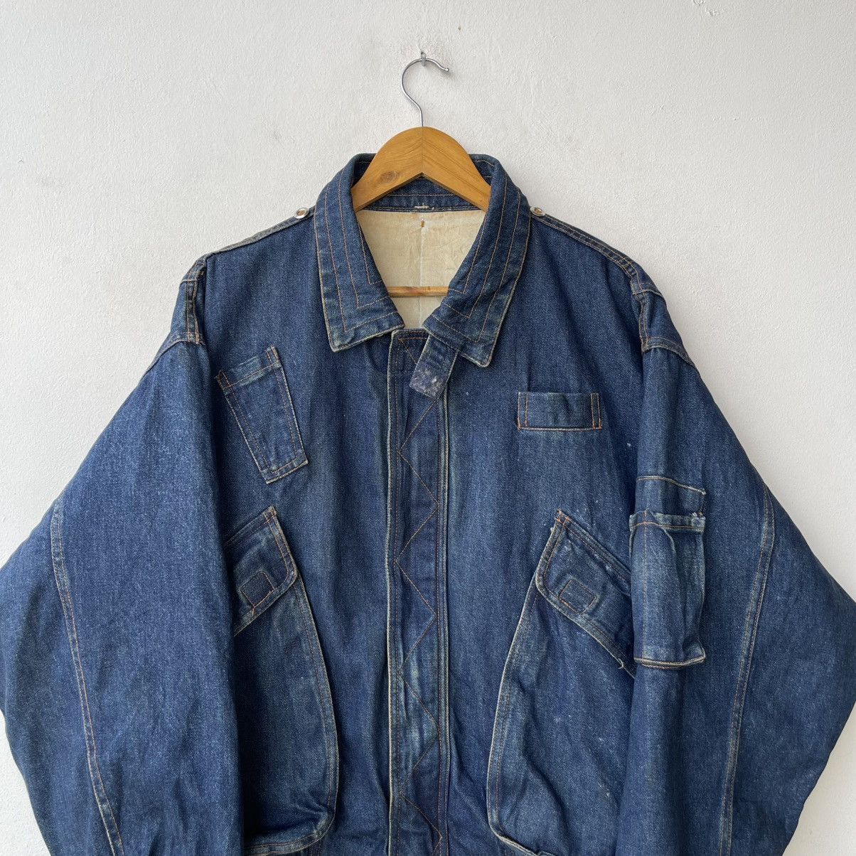 Marithe + Francois Girbaud Vintage Japanese Denim Indigo Bomber Utility Jacket Size US L / EU 52-54 / 3 - 6 Thumbnail