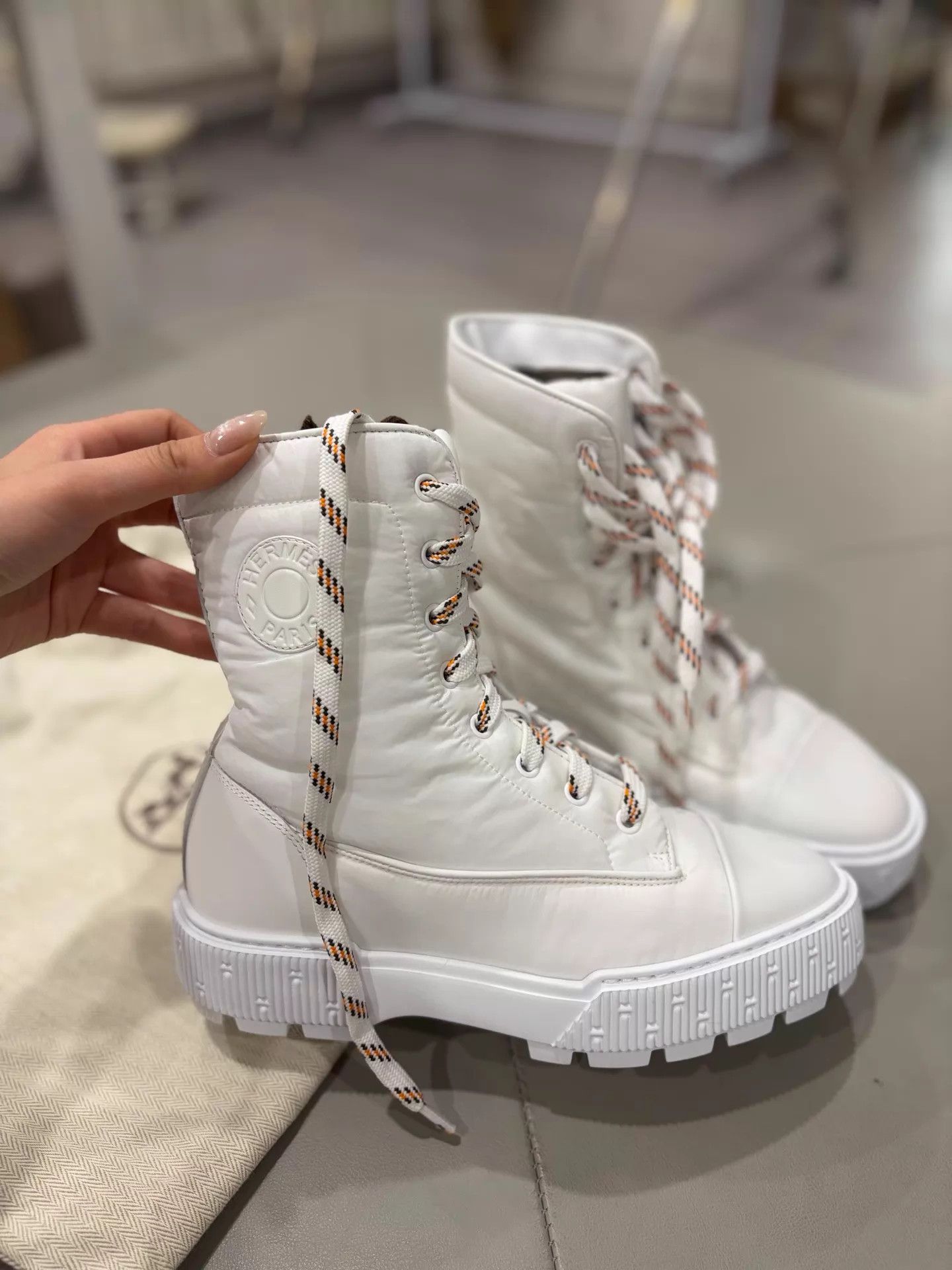 Hermes Hermes FW White Platform Martens new 37.5 EU Size US 7 / IT 37 - 2 Thumbnail