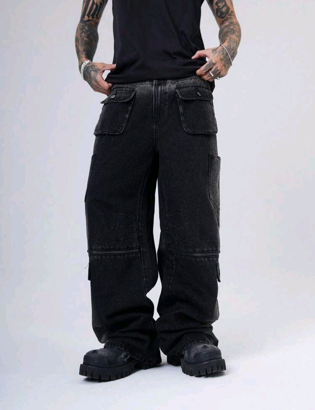 Japanese Brand × Jean × Vintage Y2K Vintage Streetwear Rust Distressed Baggy Cargo Jeans Size US 35 - 8 Thumbnail