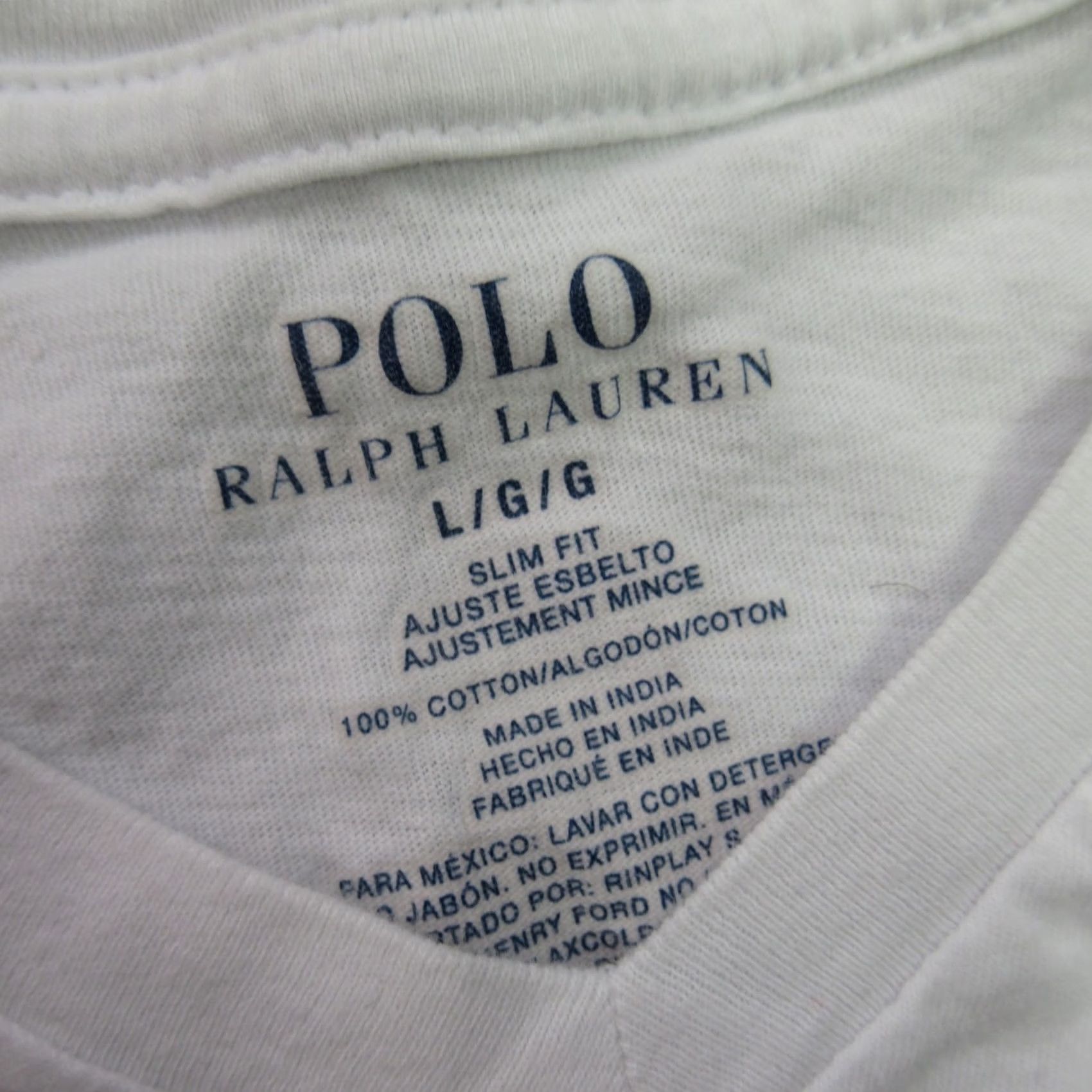 Polo Ralph Lauren Polo Ralph Lauren Shirt Mens Large Short Sleeve White Custom Slim Fit V Neck Size US L / EU 52-54 / 3 - 3 Thumbnail