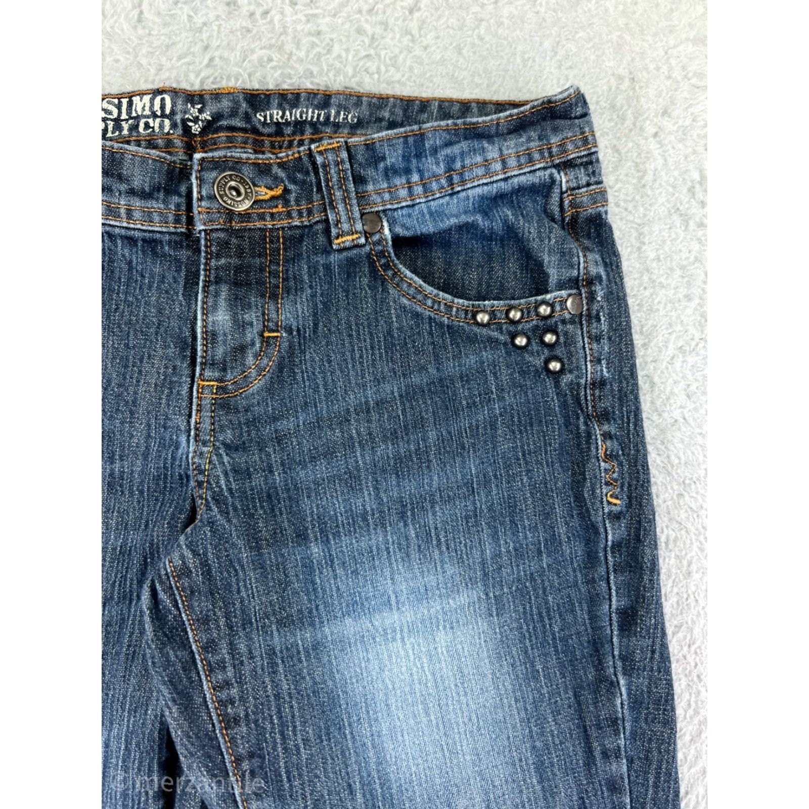 Mossimo Mossimo Jeans Womens 5 Blue Denim Straight Leg 5-Pocket Zipper Studded Embroidered Distressed Size 27" / US 4 / IT 40 - 7 Thumbnail