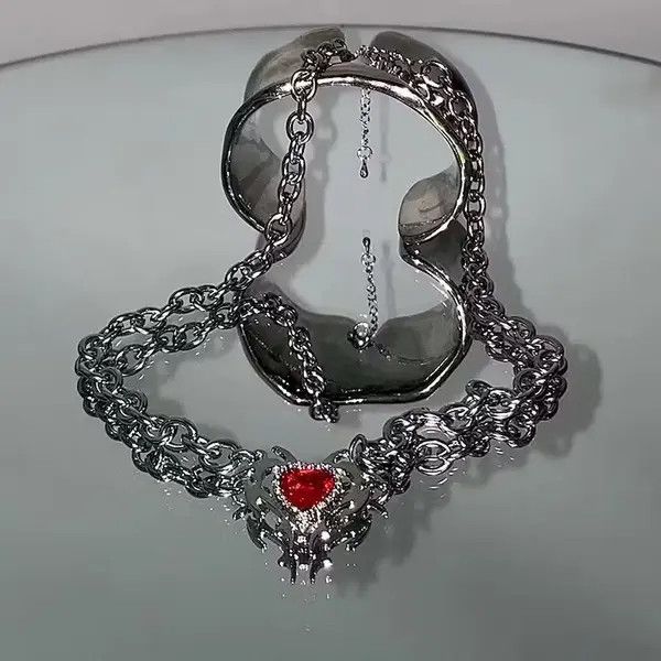 Japanese Brand Korea New Red Zircon Love Pendant Necklace Size ONE SIZE - 3 Thumbnail