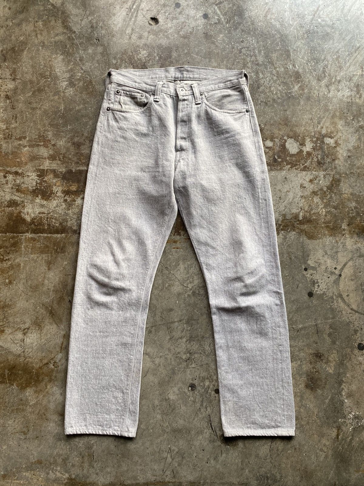 Heller's Cafe × Warehouse Heller’ Cafe Larry’s Collection Grey Selvedge Denim Pants Size US 30 / EU 46 - 4 Thumbnail