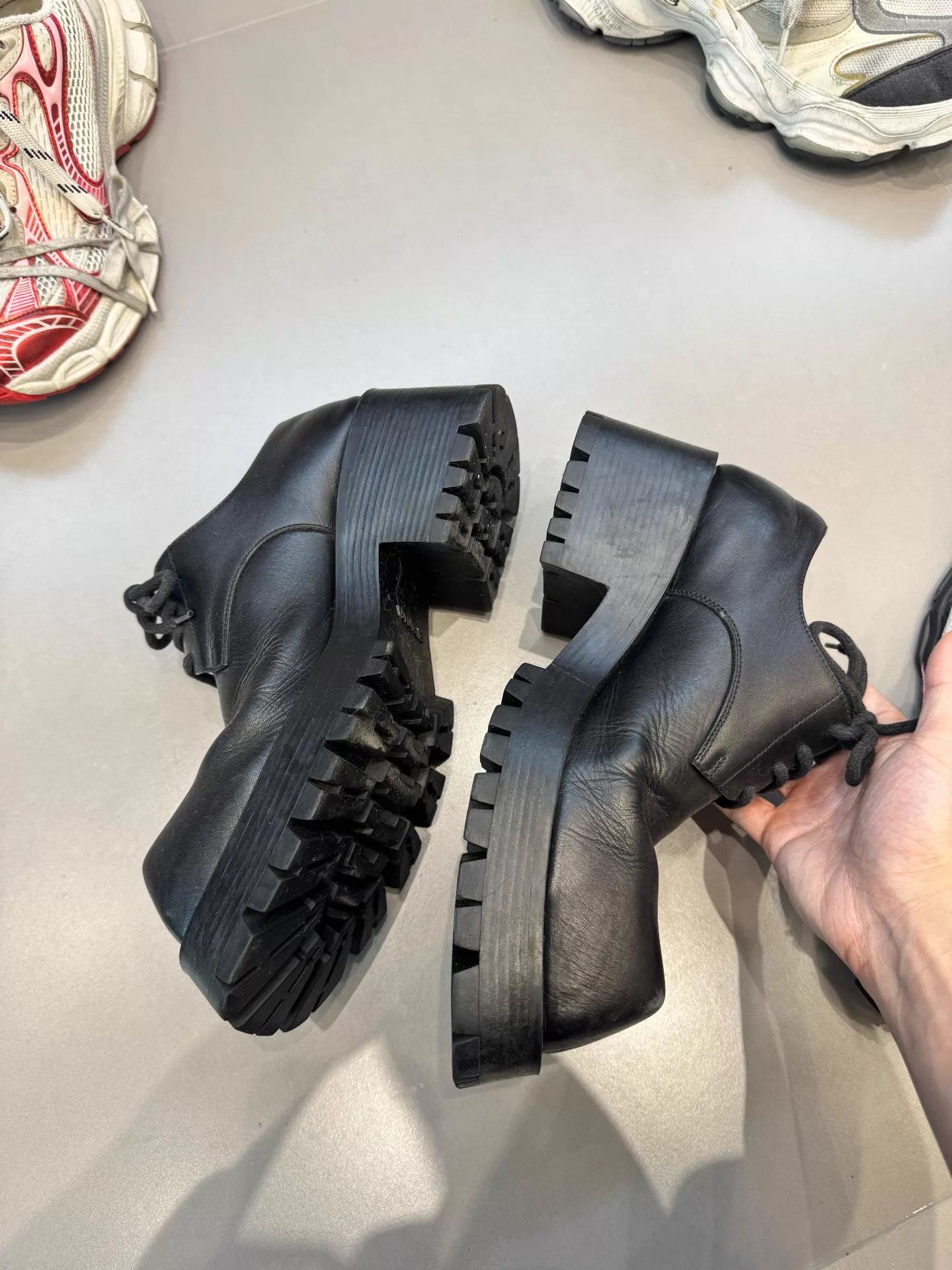 Balenciaga Balenciaga Trooper Square Toe Leather Thick Sole Black 41 Size US 8 / EU 41 - 4 Thumbnail