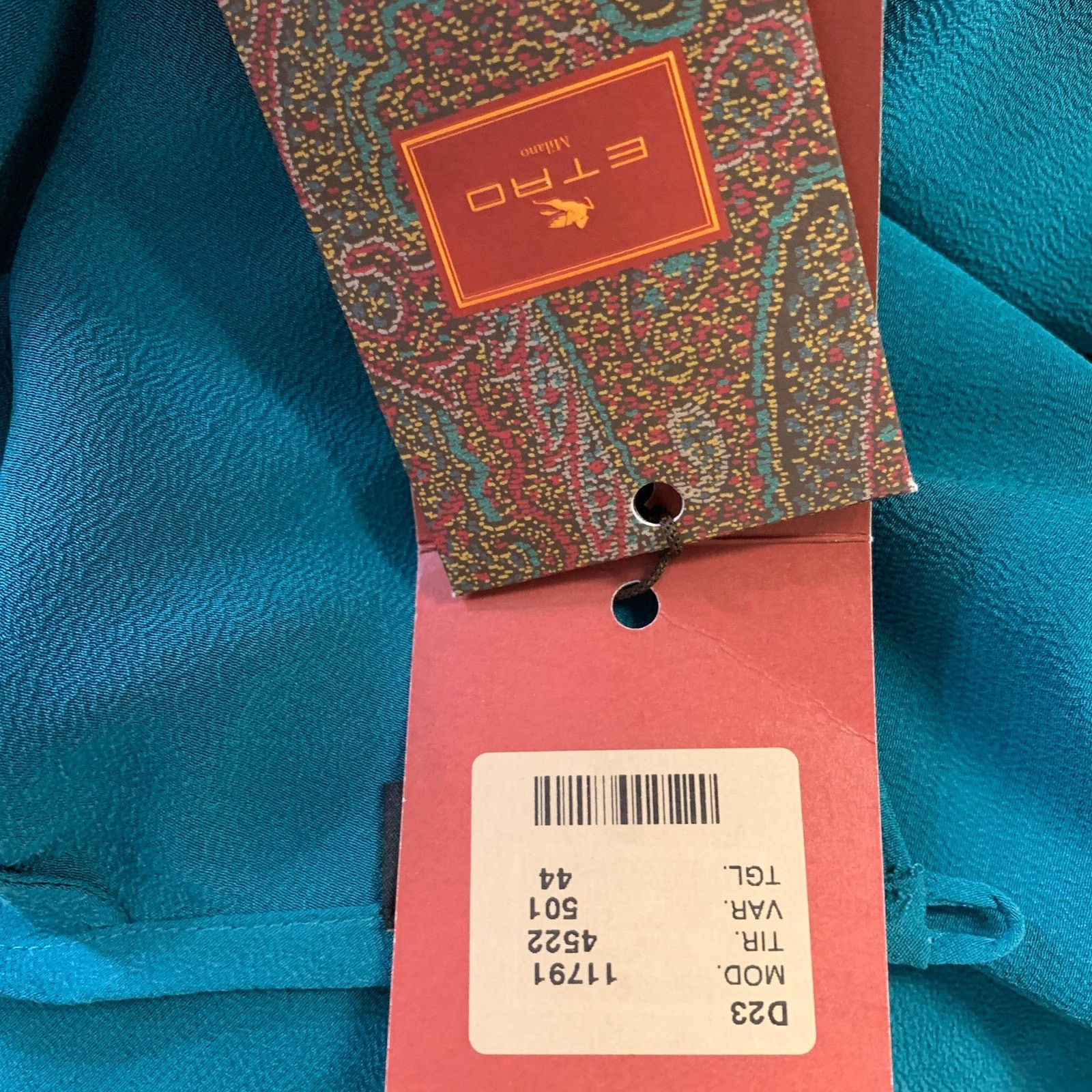 Etro ETRO Size M Blue Turquoise Silk Textured See Through Top Size M / US 6-8 / IT 42-44 - 6 Thumbnail