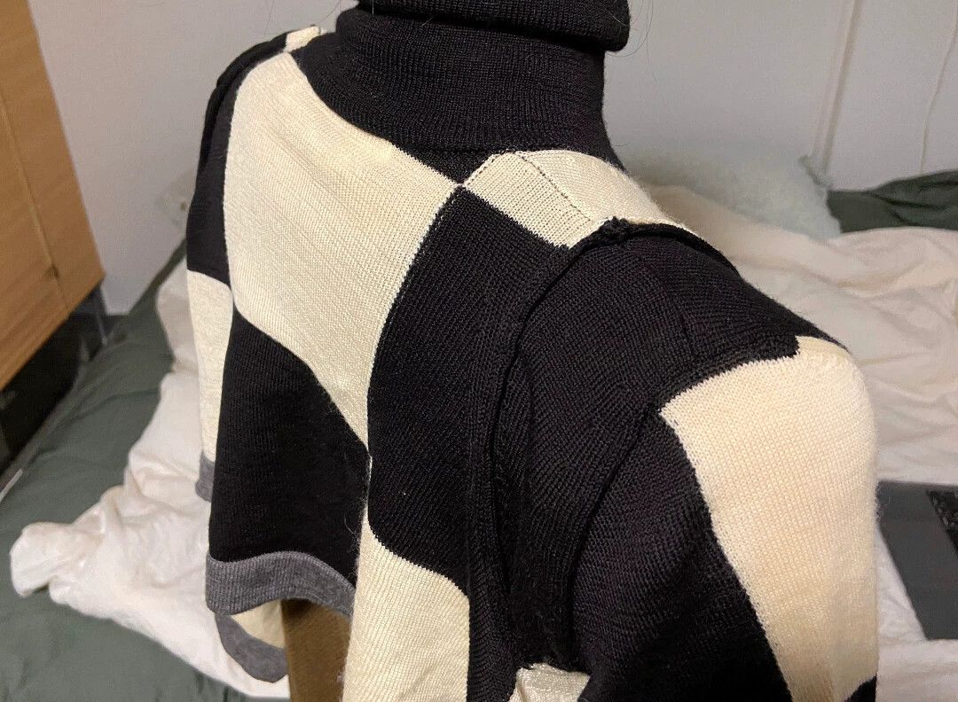 Comme des Garcons COMME des GARCONS 2000s Irregular Hem Checkered Knit Top Size ONE SIZE - 6 Thumbnail