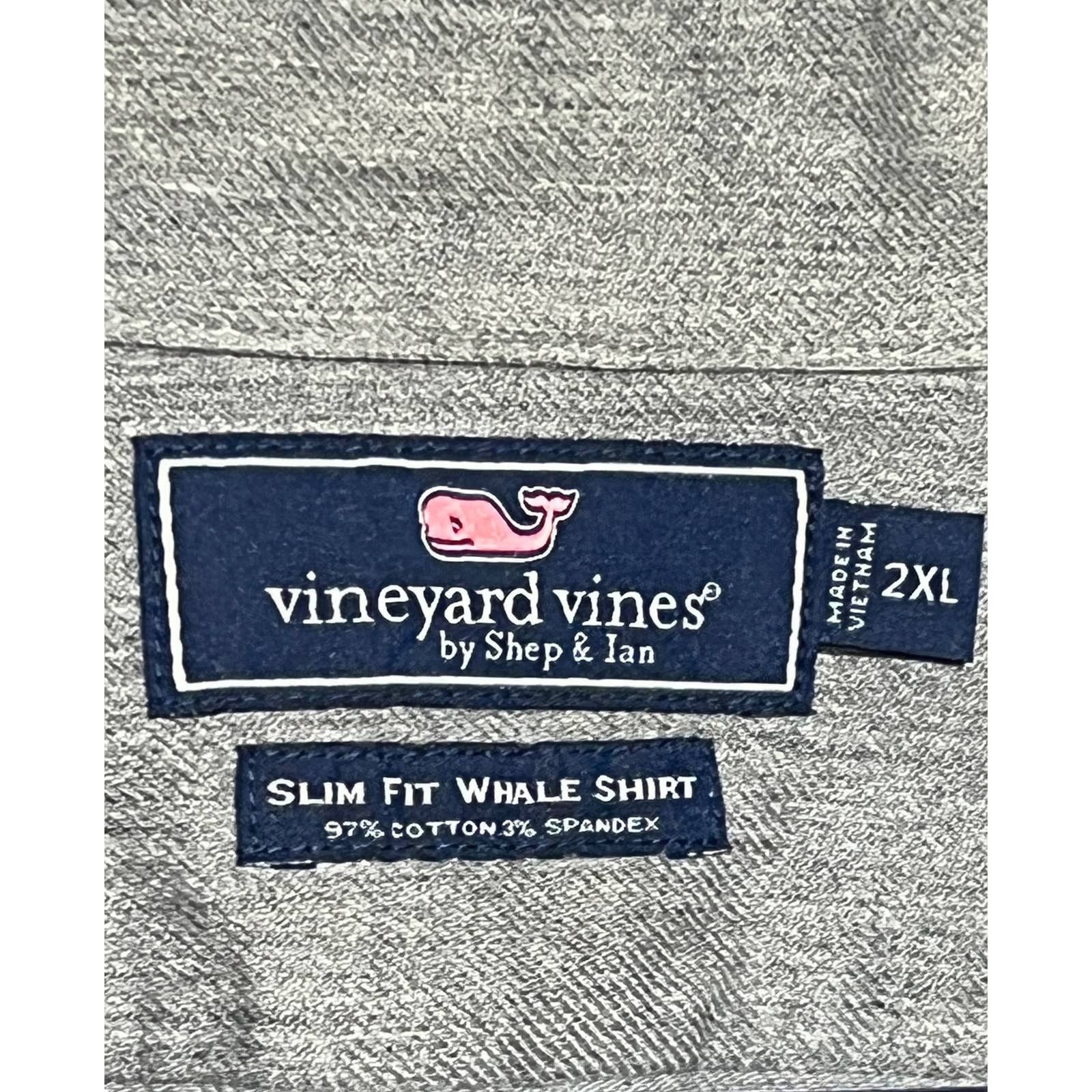 Vineyard Vines Vineyard Vines Men's Grey Button Slim Fit Whale Shirt Sz 2XL Size US XXL / EU 58 / 5 - 3 Thumbnail
