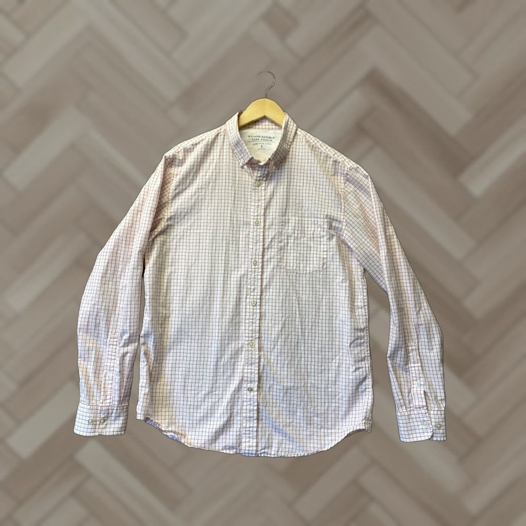 Banana Republic BANANA REPUBLIC Slim Fit Long Sleeve Button-Up Shirt Large Red Check Mens Size US L / EU 52-54 / 3 - 1 Thumbnail