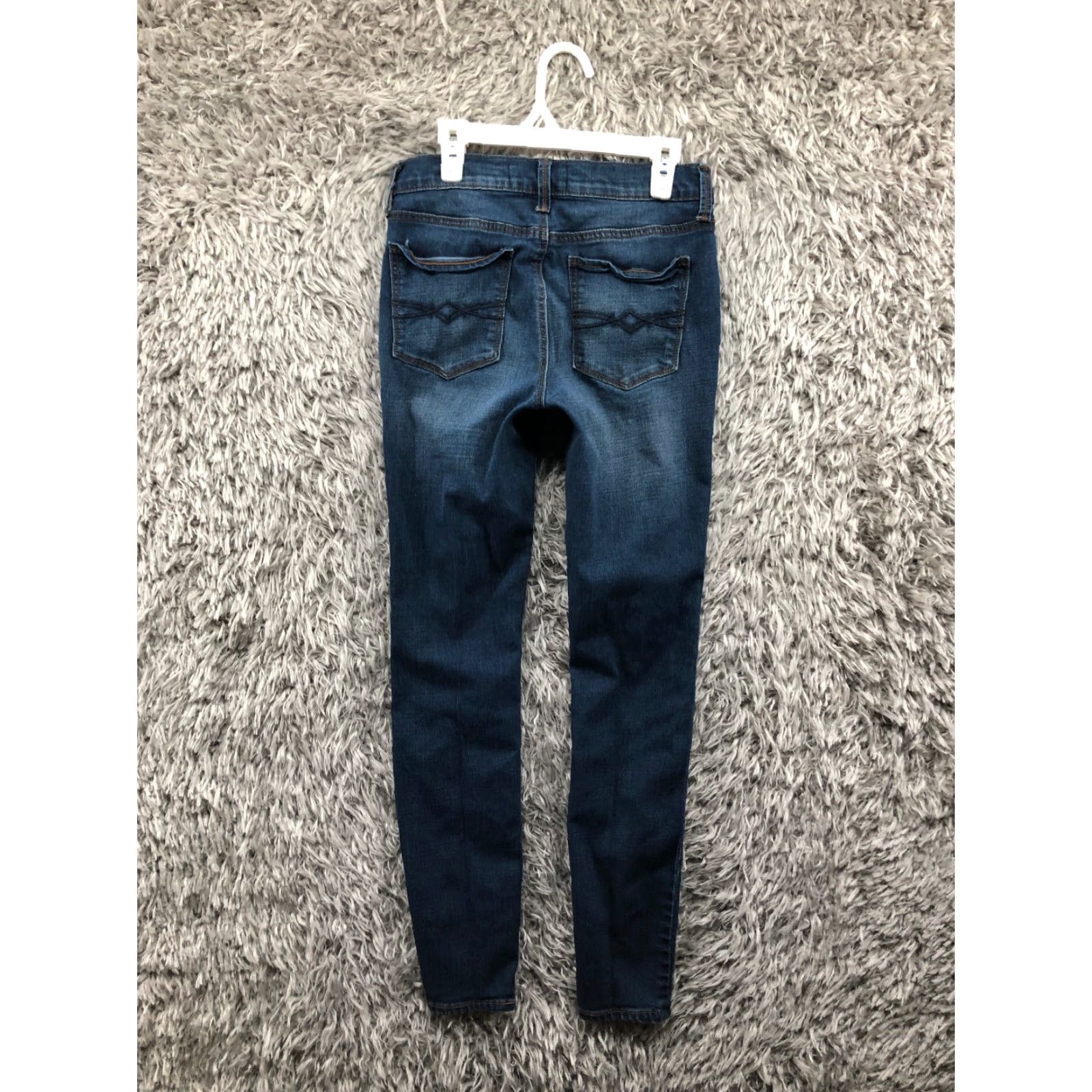 Denime Mudd Skinny Jeans Size 3 Juniors Mid Rise Dark Wash Blue Denim Distressed Size 26" / US 2 / IT 38 - 7 Thumbnail