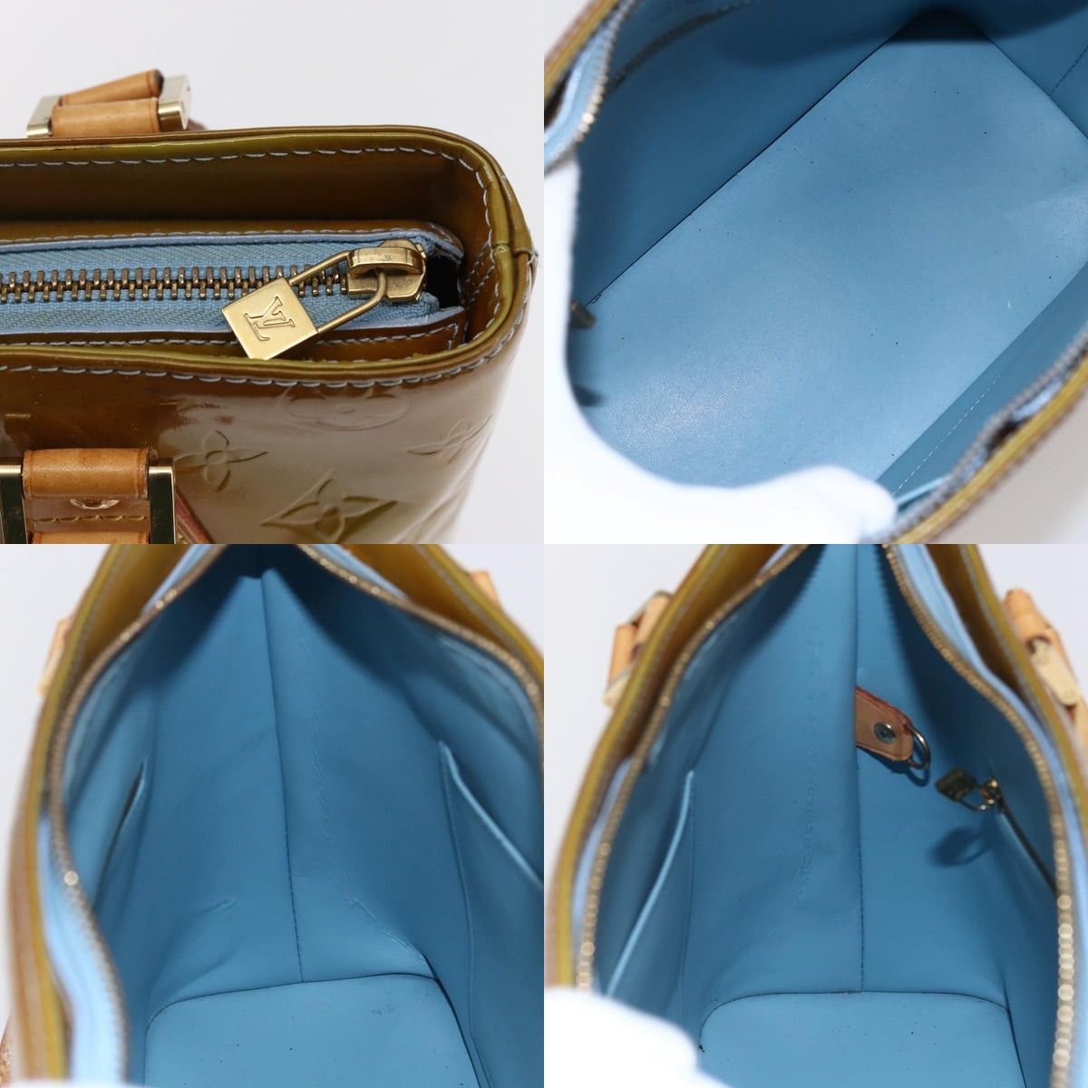 Louis Vuitton LOUIS VUITTON Monogram Vernis Houston Hand Bag Baby Blue Size ONE SIZE - 11 Thumbnail