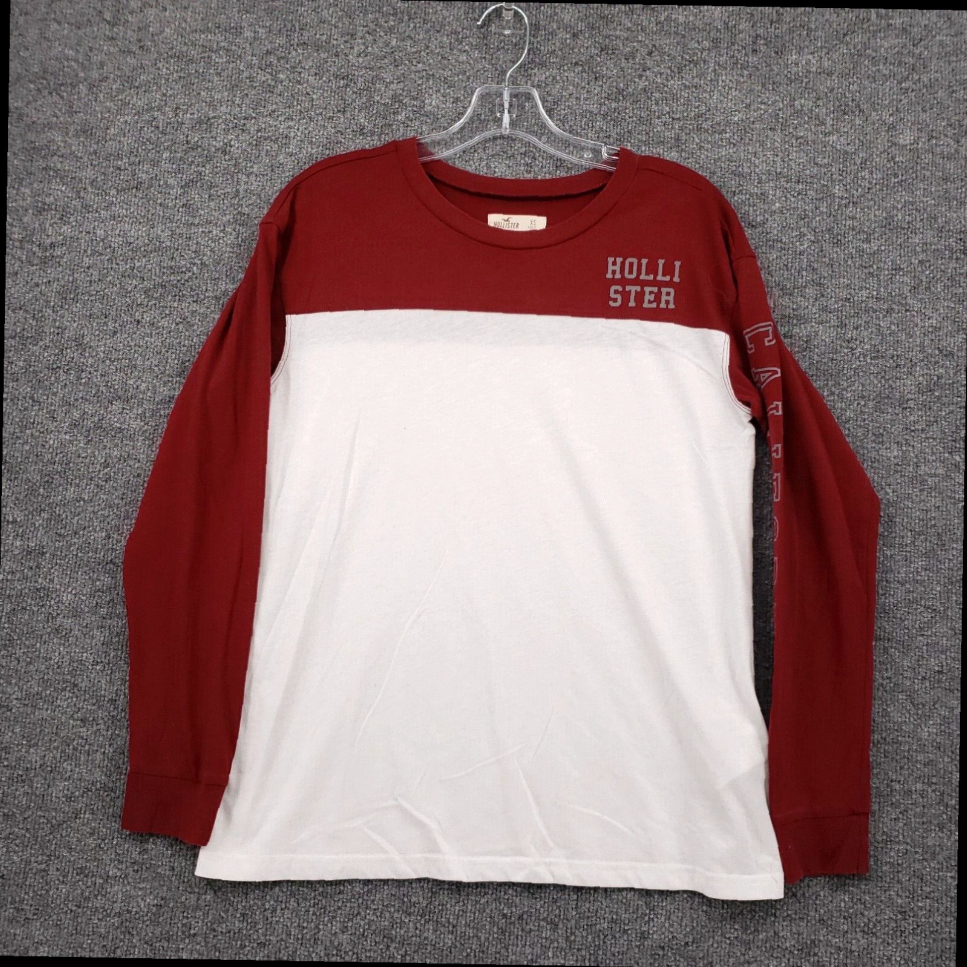 Vintage Mens XS Red and White Colorblock Cotton Pullover Long Sleeves Hollister T Shirt Grailed