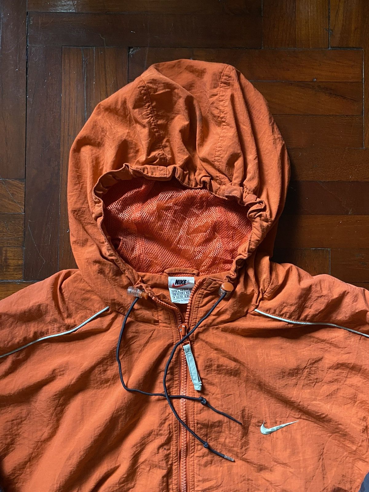Nike × Vintage Vintage Nike Spell Out 90s Windbreaker Hoodie Jacket Size US L / EU 52-54 / 3 - 4 Thumbnail